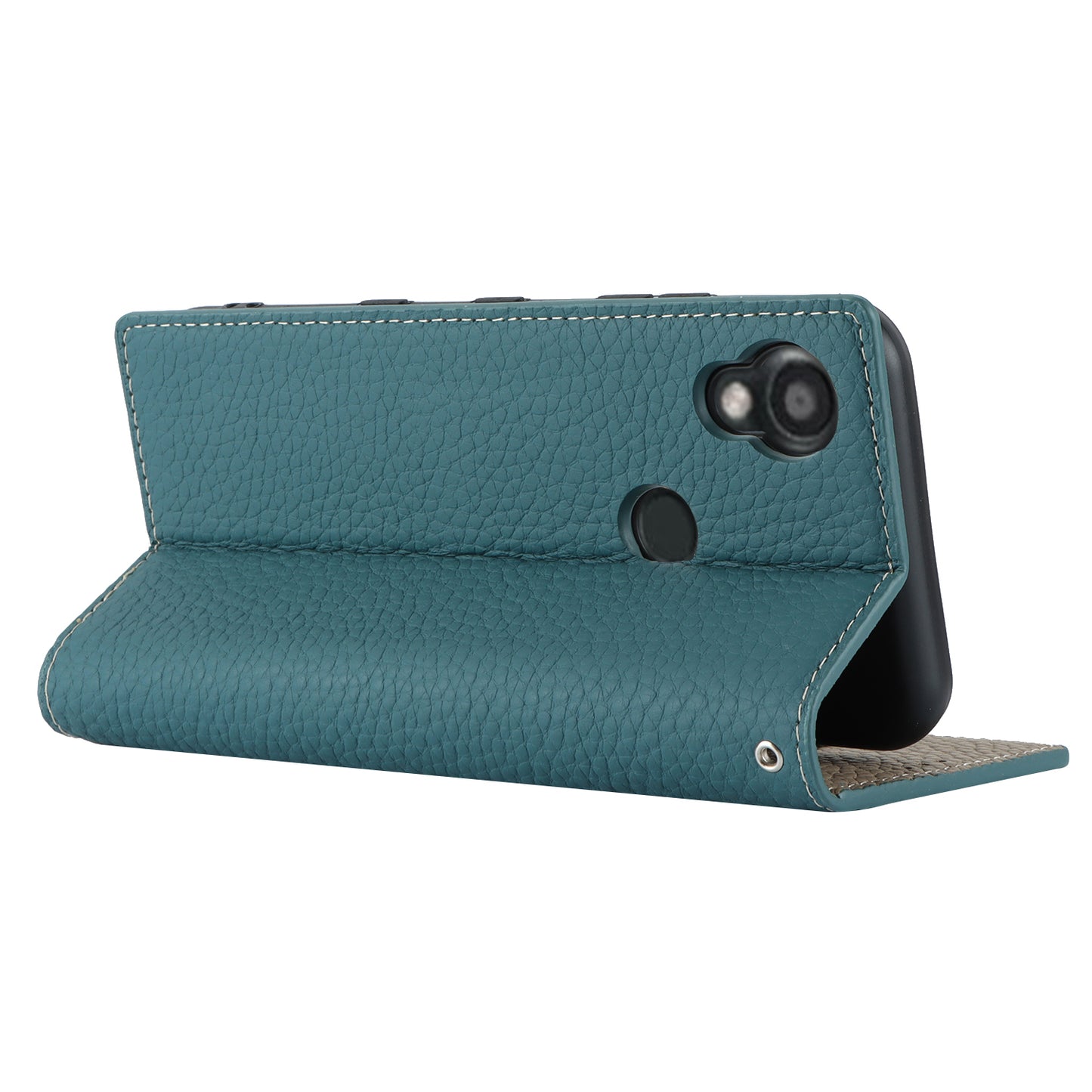 Wallet Cover for Kyocera Digno SX3 KYG02 Litchi Texture Genuine Cow Leather Phone Stand Case with Strap - Baby Blue