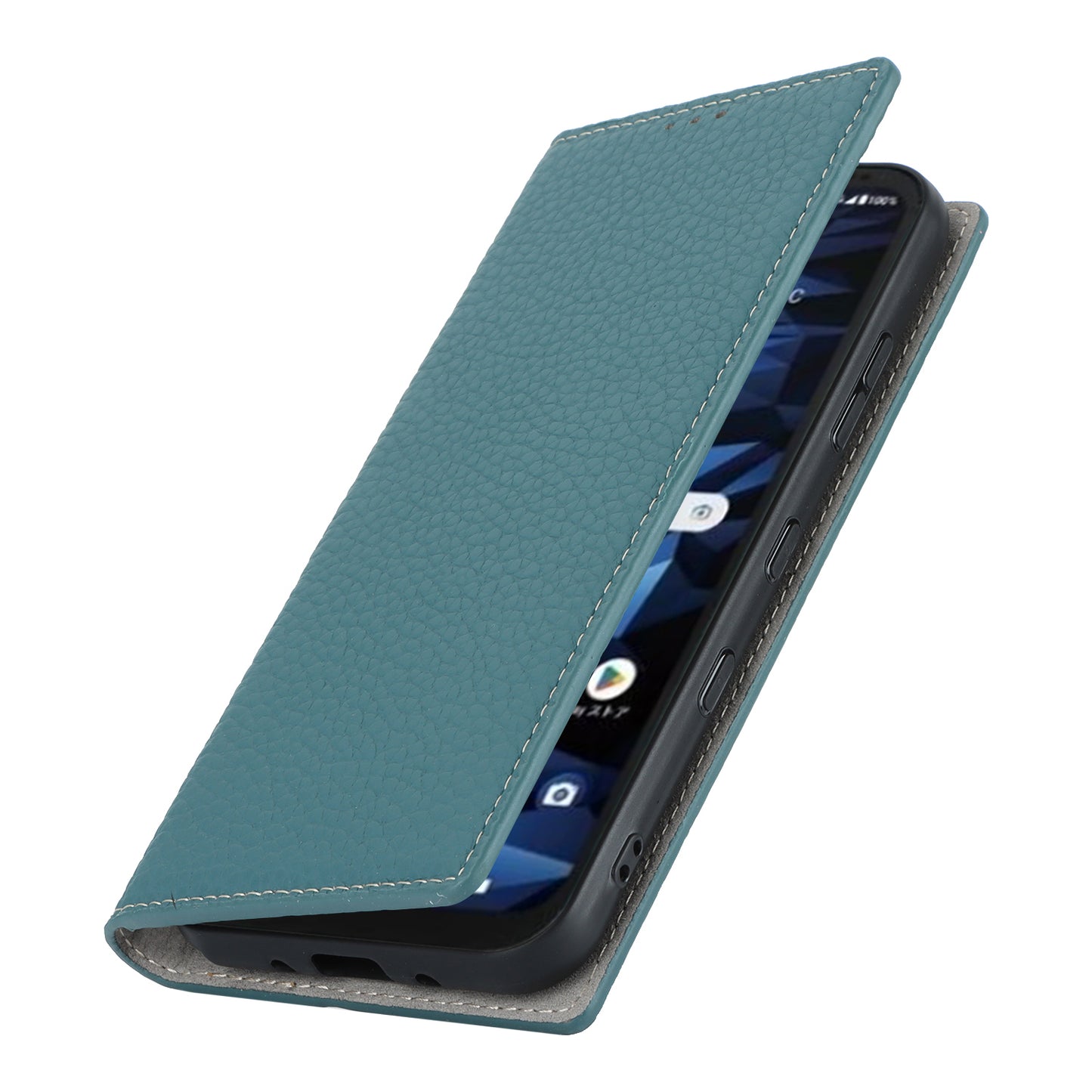 Wallet Cover for Kyocera Digno SX3 KYG02 Litchi Texture Genuine Cow Leather Phone Stand Case with Strap - Baby Blue