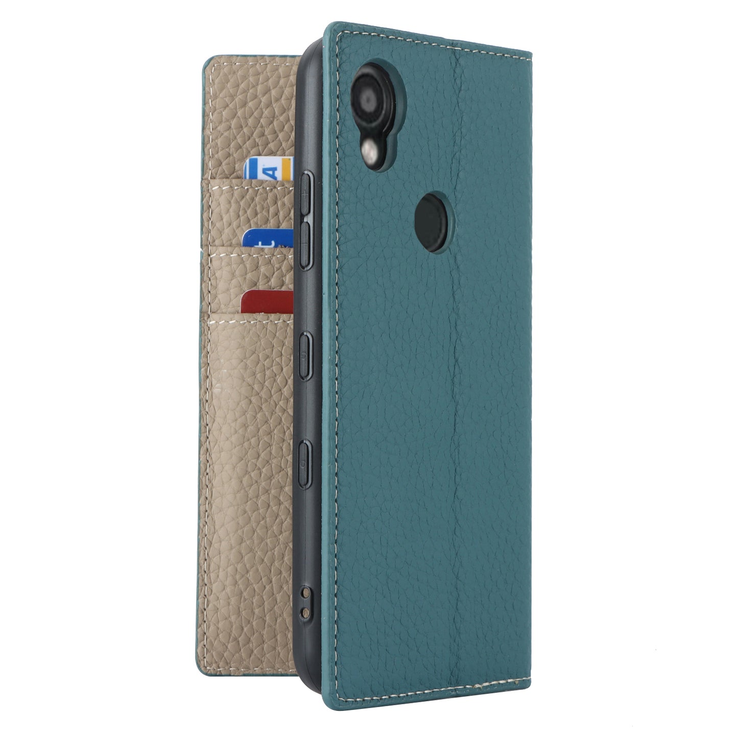 Wallet Cover for Kyocera Digno SX3 KYG02 Litchi Texture Genuine Cow Leather Phone Stand Case with Strap - Baby Blue