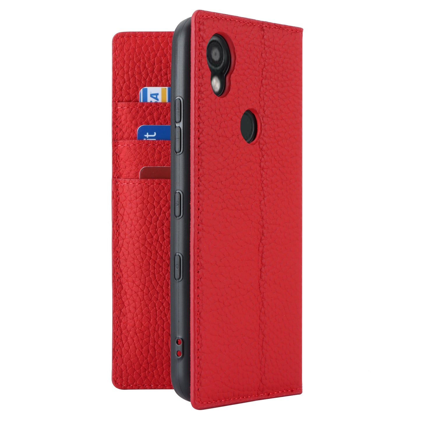 Wallet Cover for Kyocera Digno SX3 KYG02 Litchi Texture Genuine Cow Leather Phone Stand Case with Strap - Red