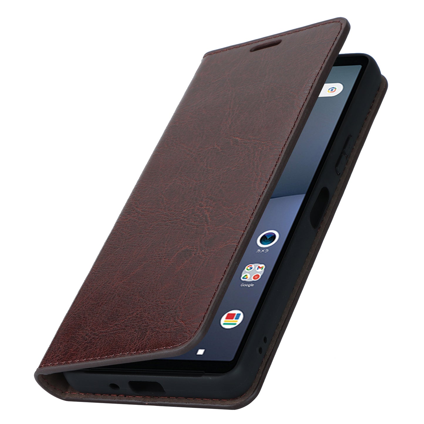 Stand Wallet for Sony Xperia 10 V Crazy Horse Texture Phone Case Genuine Cow Leather Cover - Dark Brown
