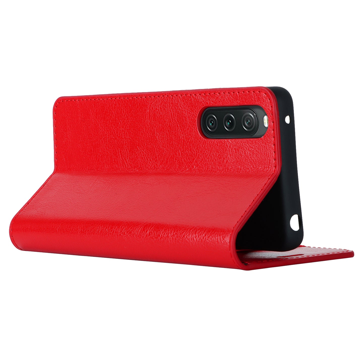 Stand Wallet for Sony Xperia 10 V Crazy Horse Texture Phone Case Genuine Cow Leather Cover - Red