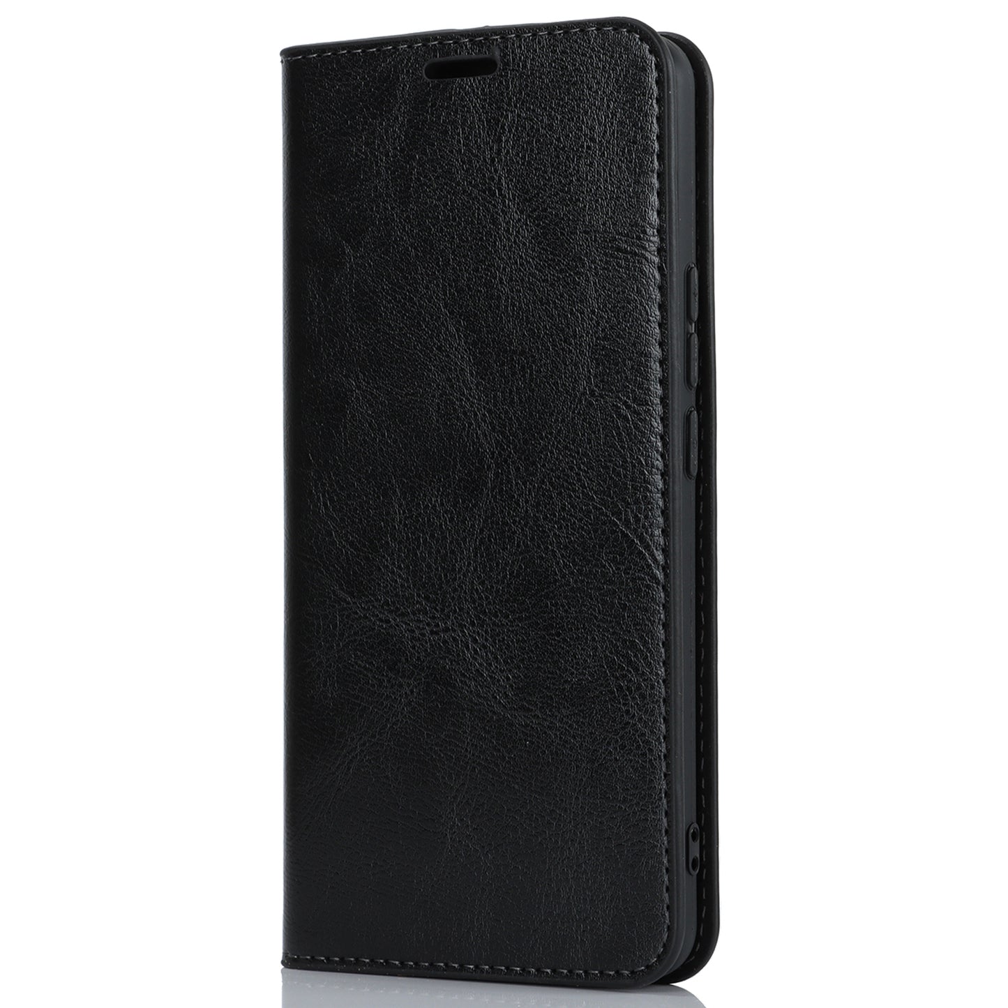 Uniqkart for Xiaomi 12T 5G / 12T Pro 5G / Redmi K50 Ultra Phone Case Crazy Horse Texture Genuine Cow Leather Stand Wallet Cover - Black