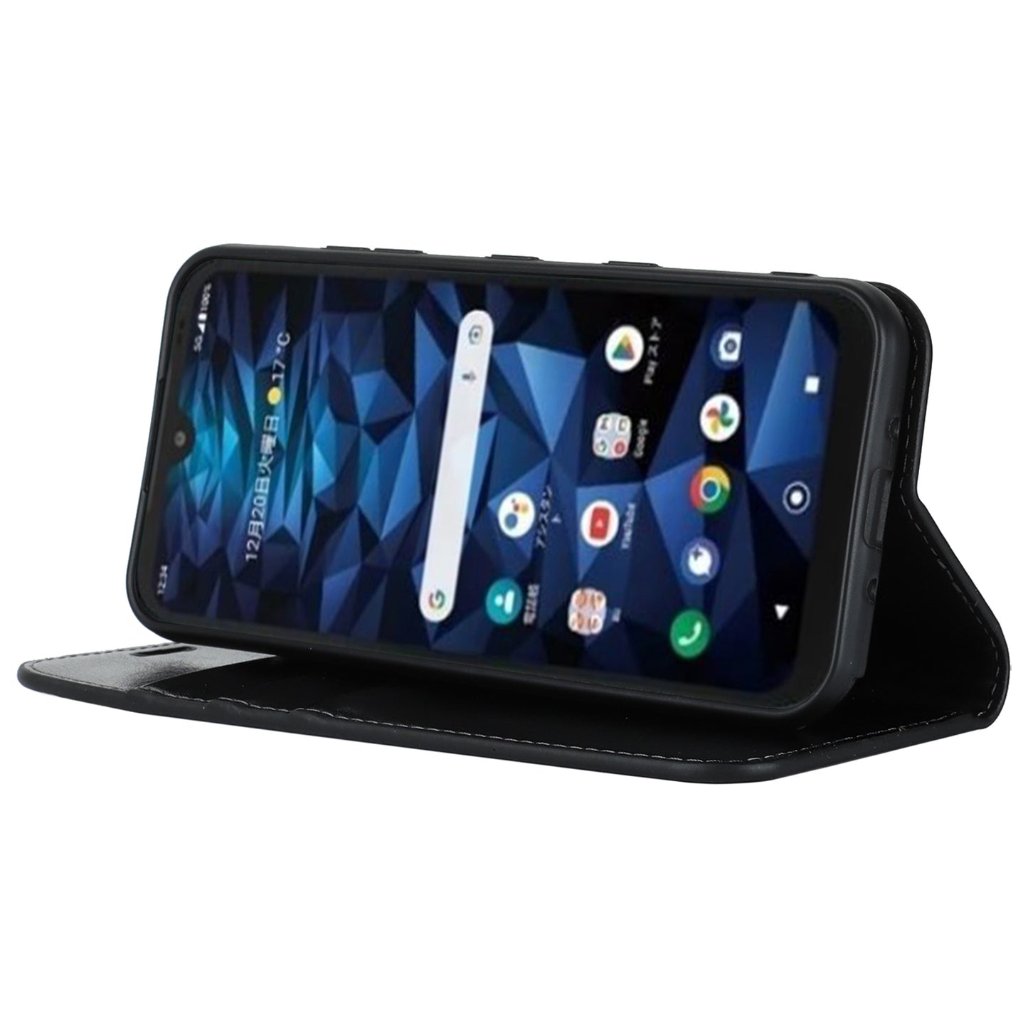 Uniqkart for Kyocera Digno SX3 KYG02 Phone Case Crazy Horse Texture Genuine Cow Leather Stand Wallet Anti-drop Cover - Black