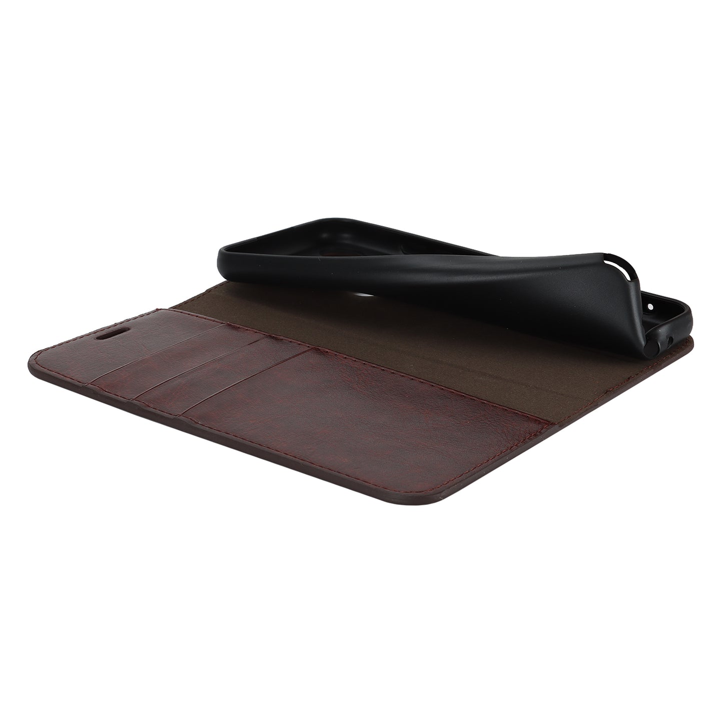 Uniqkart for Kyocera Digno SX3 KYG02 Phone Case Crazy Horse Texture Genuine Cow Leather Stand Wallet Anti-drop Cover - Dark Brown