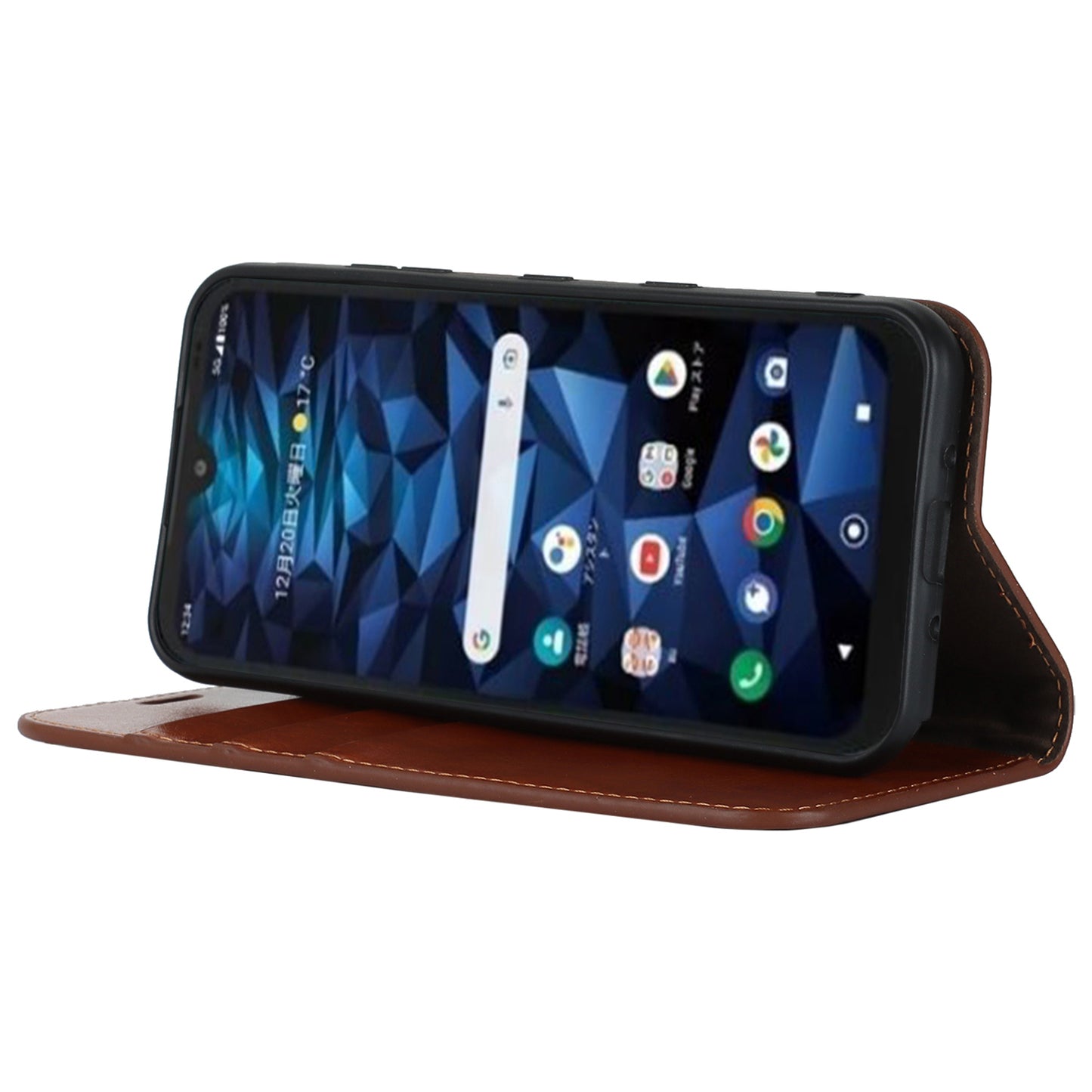 Uniqkart for Kyocera Digno SX3 KYG02 Phone Case Crazy Horse Texture Genuine Cow Leather Stand Wallet Anti-drop Cover - Light Brown