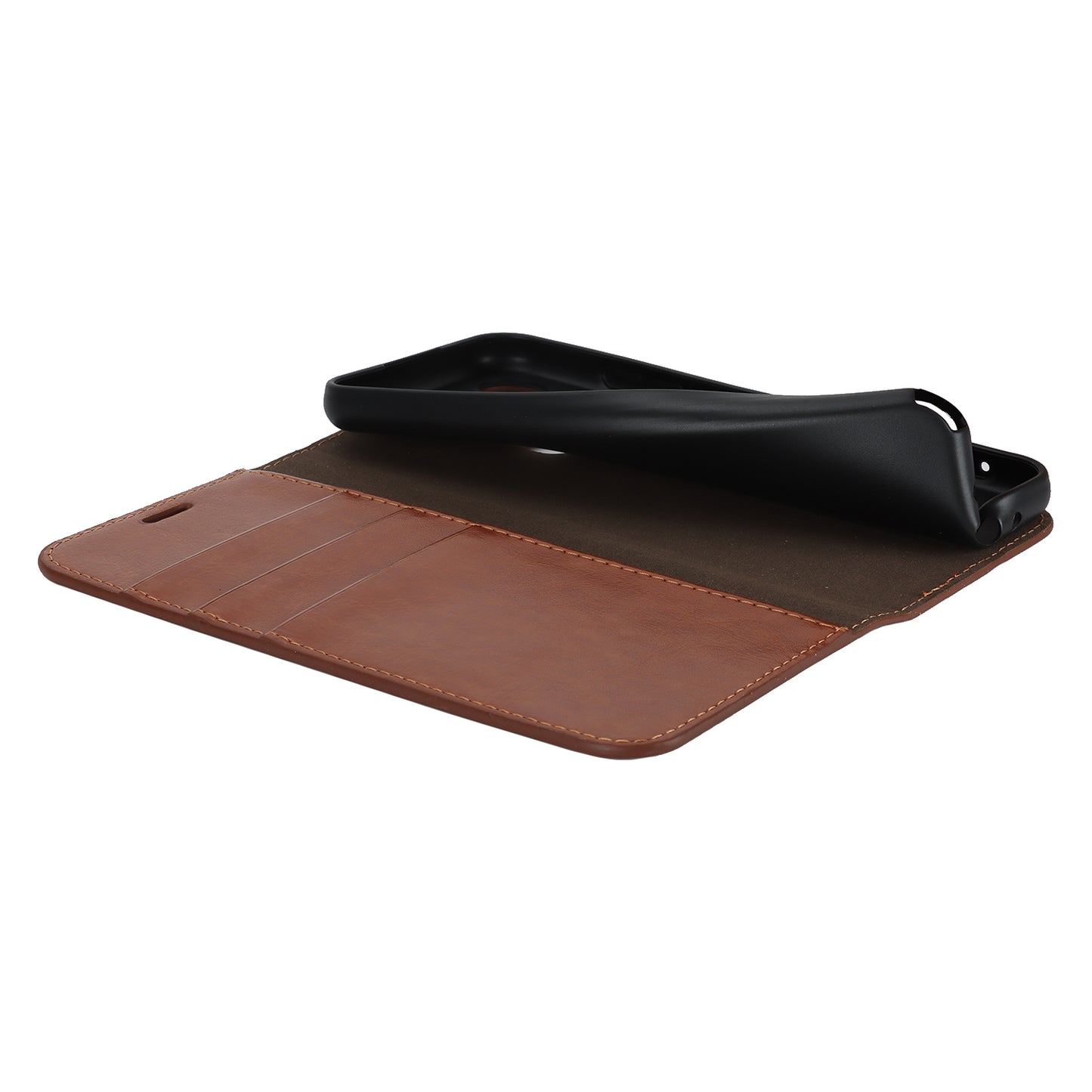 Uniqkart for Kyocera Digno SX3 KYG02 Phone Case Crazy Horse Texture Genuine Cow Leather Stand Wallet Anti-drop Cover - Light Brown