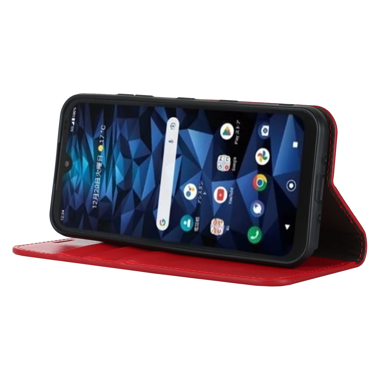 Uniqkart for Kyocera Digno SX3 KYG02 Phone Case Crazy Horse Texture Genuine Cow Leather Stand Wallet Anti-drop Cover - Red