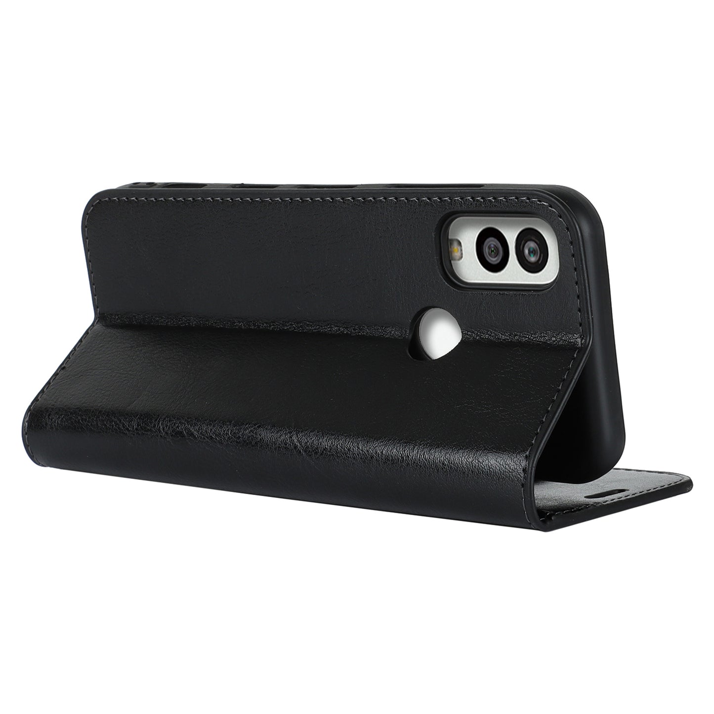 Uniqkart for Kyocera Android One S10 / One S9 Fall Proof Phone Case Crazy Horse Texture Genuine Cow Leather Stand Wallet Cover - Black