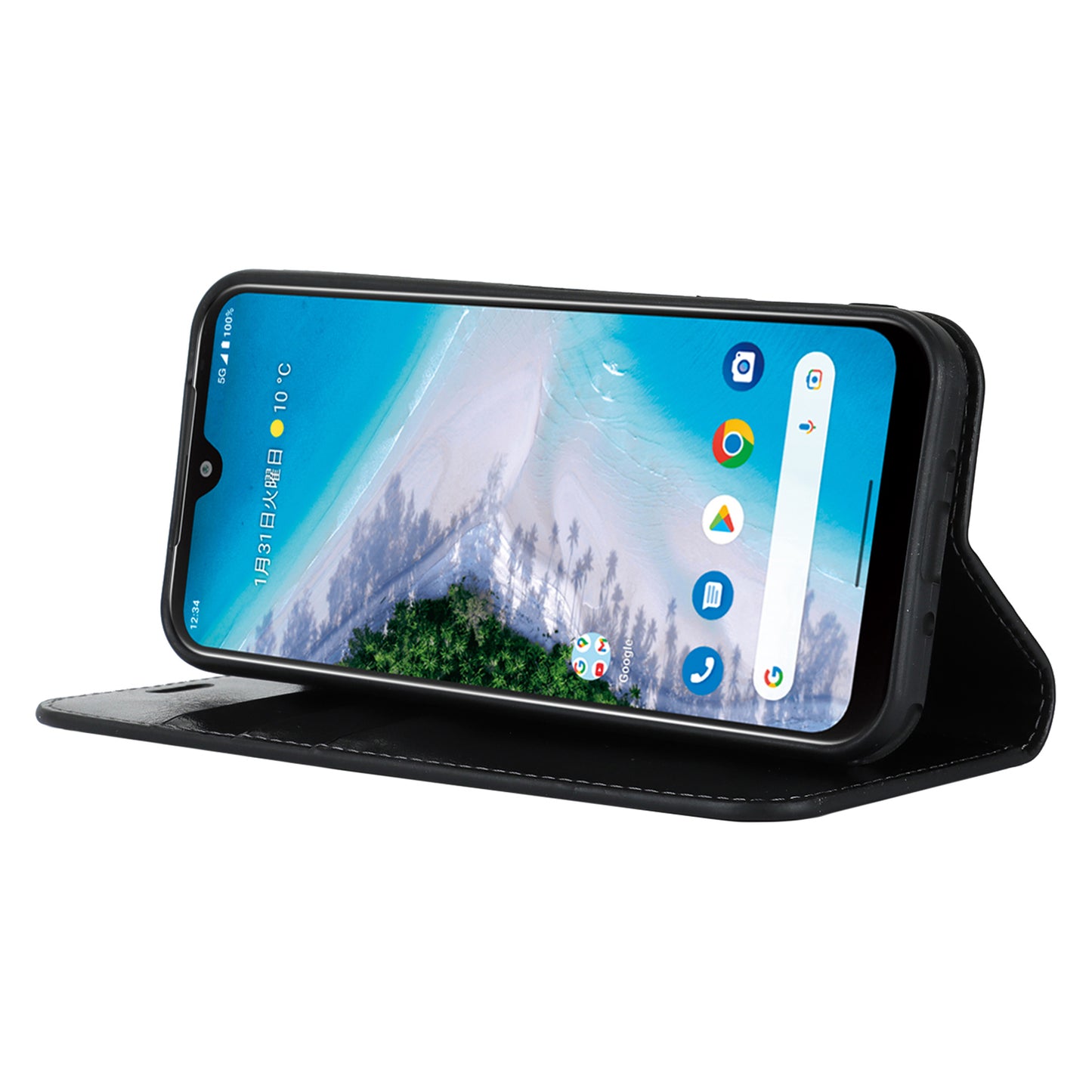 Uniqkart for Kyocera Android One S10 / One S9 Fall Proof Phone Case Crazy Horse Texture Genuine Cow Leather Stand Wallet Cover - Black