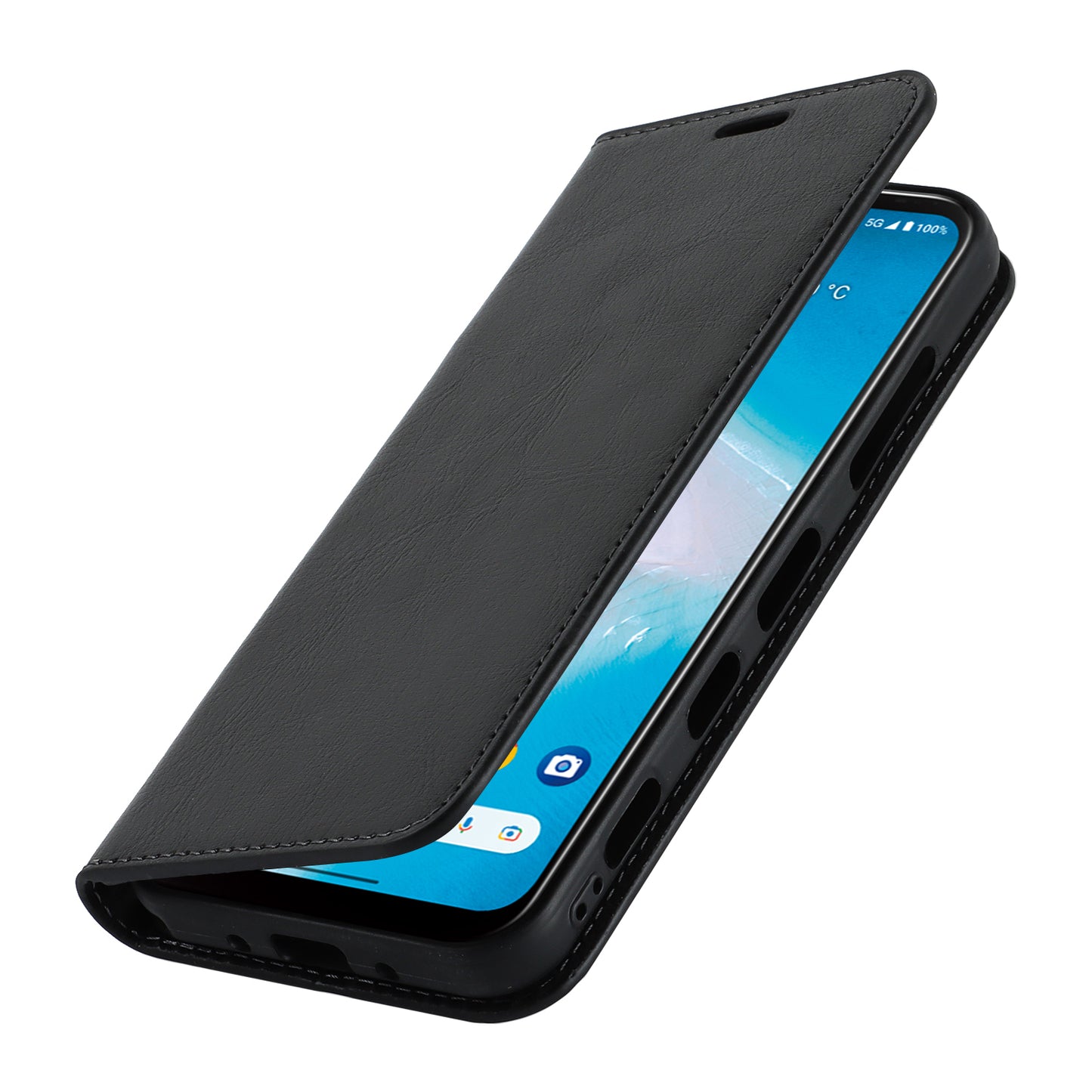 Uniqkart for Kyocera Android One S10 / One S9 Fall Proof Phone Case Crazy Horse Texture Genuine Cow Leather Stand Wallet Cover - Black