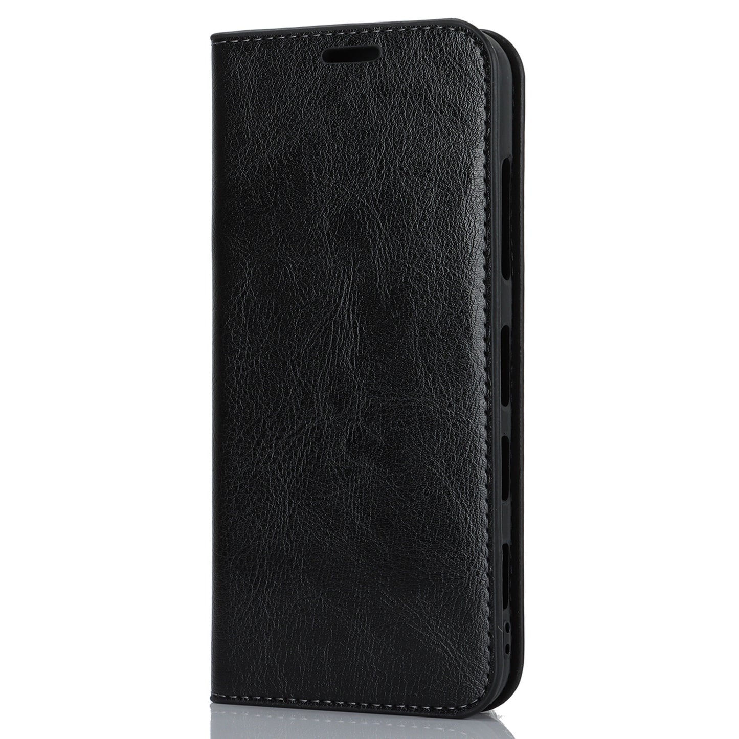 Uniqkart for Kyocera Android One S10 / One S9 Fall Proof Phone Case Crazy Horse Texture Genuine Cow Leather Stand Wallet Cover - Black