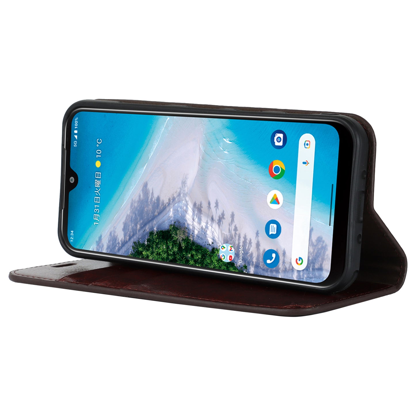 Uniqkart for Kyocera Android One S10 / One S9 Fall Proof Phone Case Crazy Horse Texture Genuine Cow Leather Stand Wallet Cover - Dark Brown