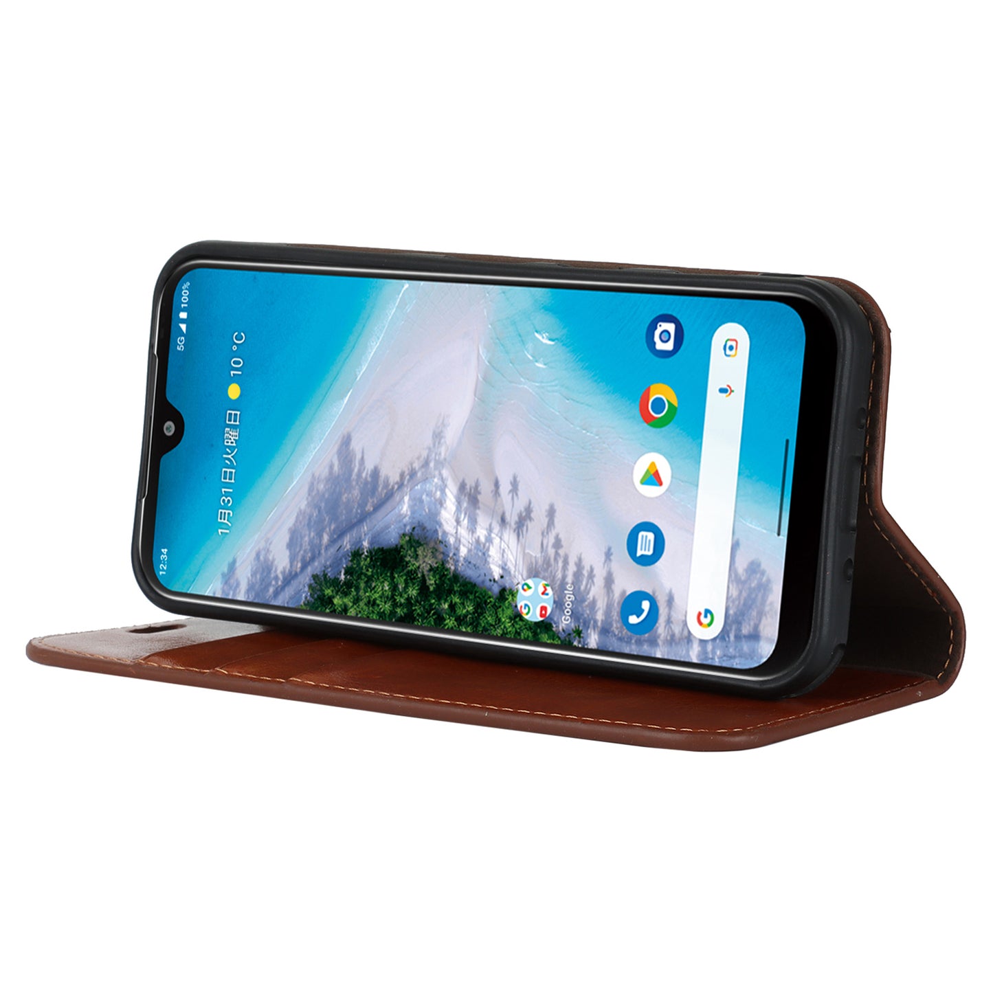 Uniqkart for Kyocera Android One S10 / One S9 Fall Proof Phone Case Crazy Horse Texture Genuine Cow Leather Stand Wallet Cover - Light Brown