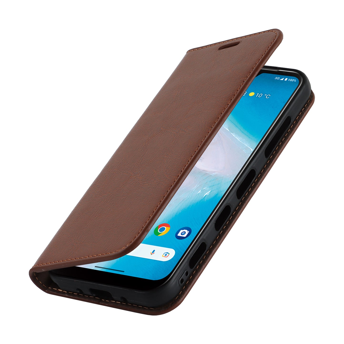 Uniqkart for Kyocera Android One S10 / One S9 Fall Proof Phone Case Crazy Horse Texture Genuine Cow Leather Stand Wallet Cover - Light Brown