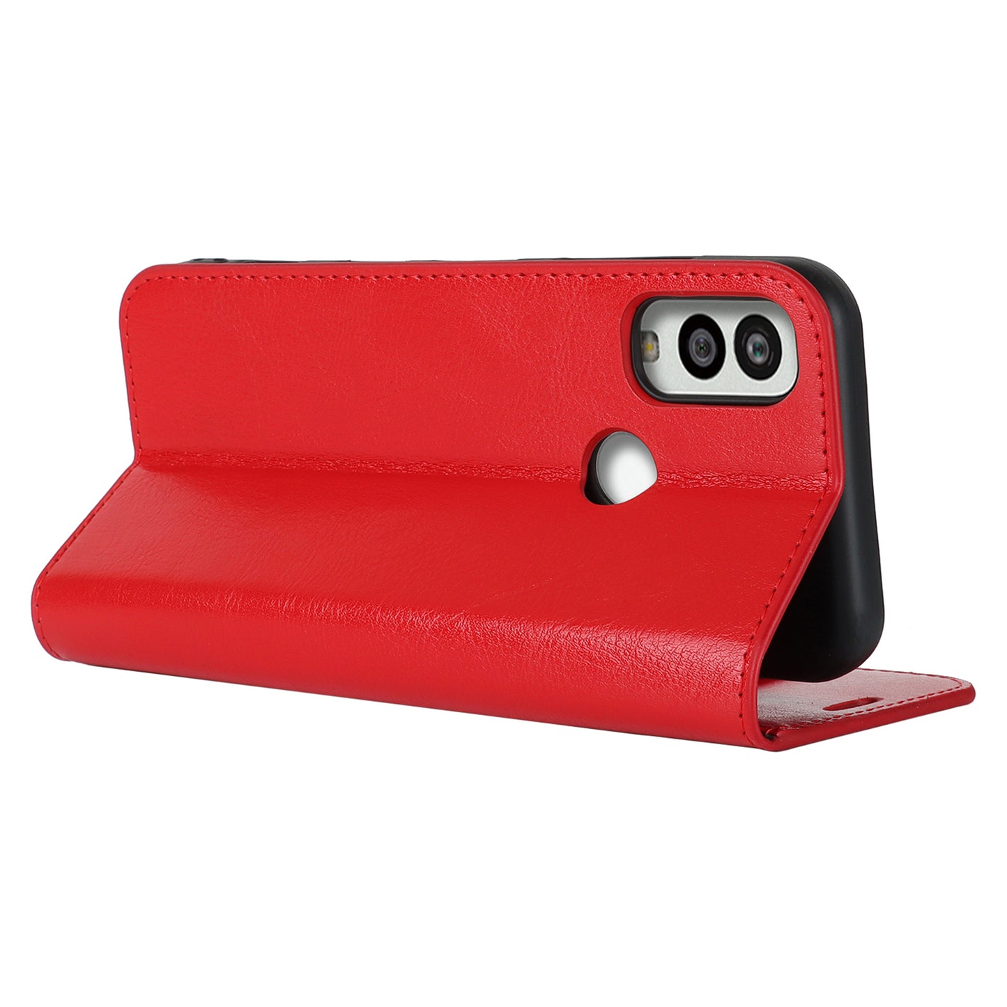Uniqkart for Kyocera Android One S10 / One S9 Fall Proof Phone Case Crazy Horse Texture Genuine Cow Leather Stand Wallet Cover - Red
