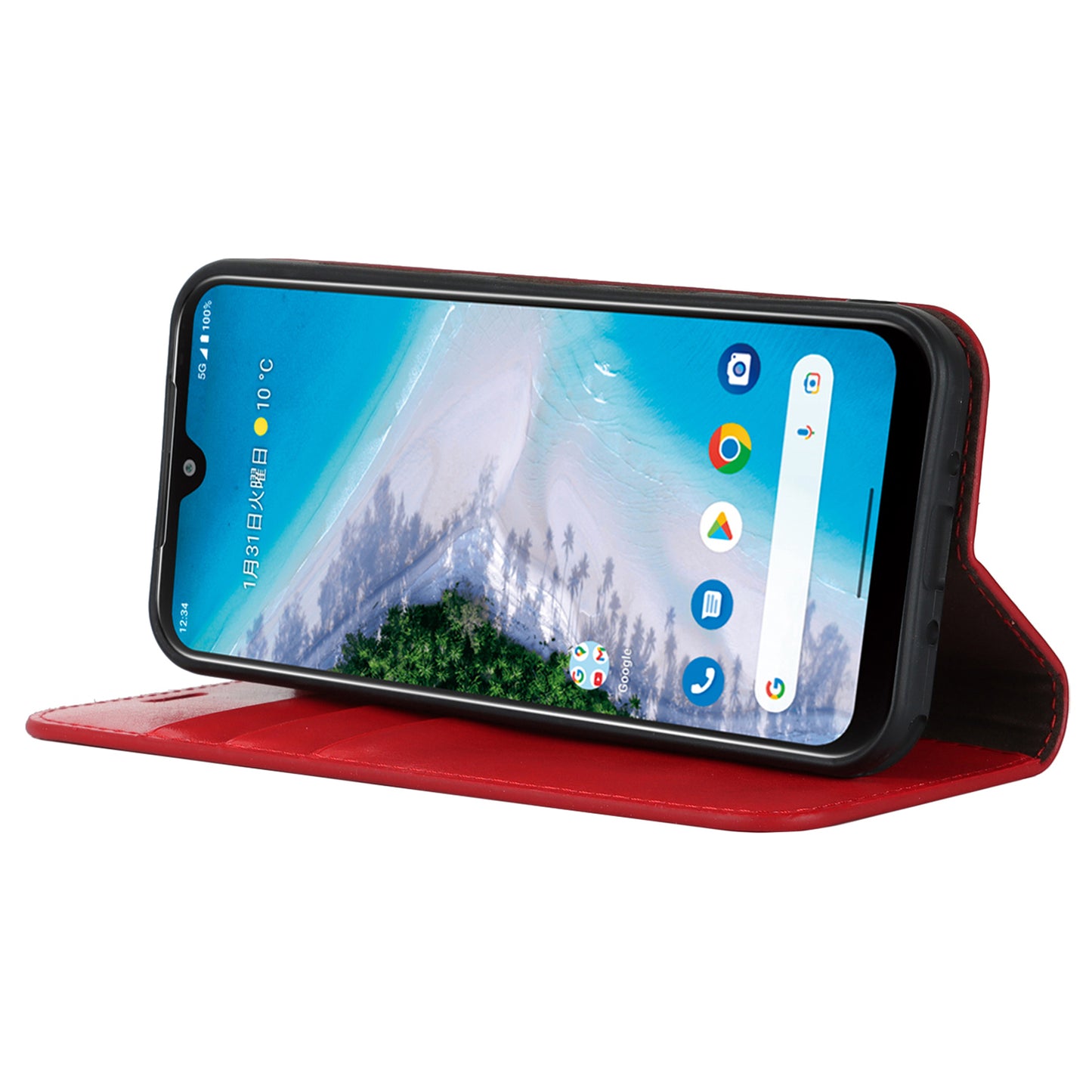 Uniqkart for Kyocera Android One S10 / One S9 Fall Proof Phone Case Crazy Horse Texture Genuine Cow Leather Stand Wallet Cover - Red