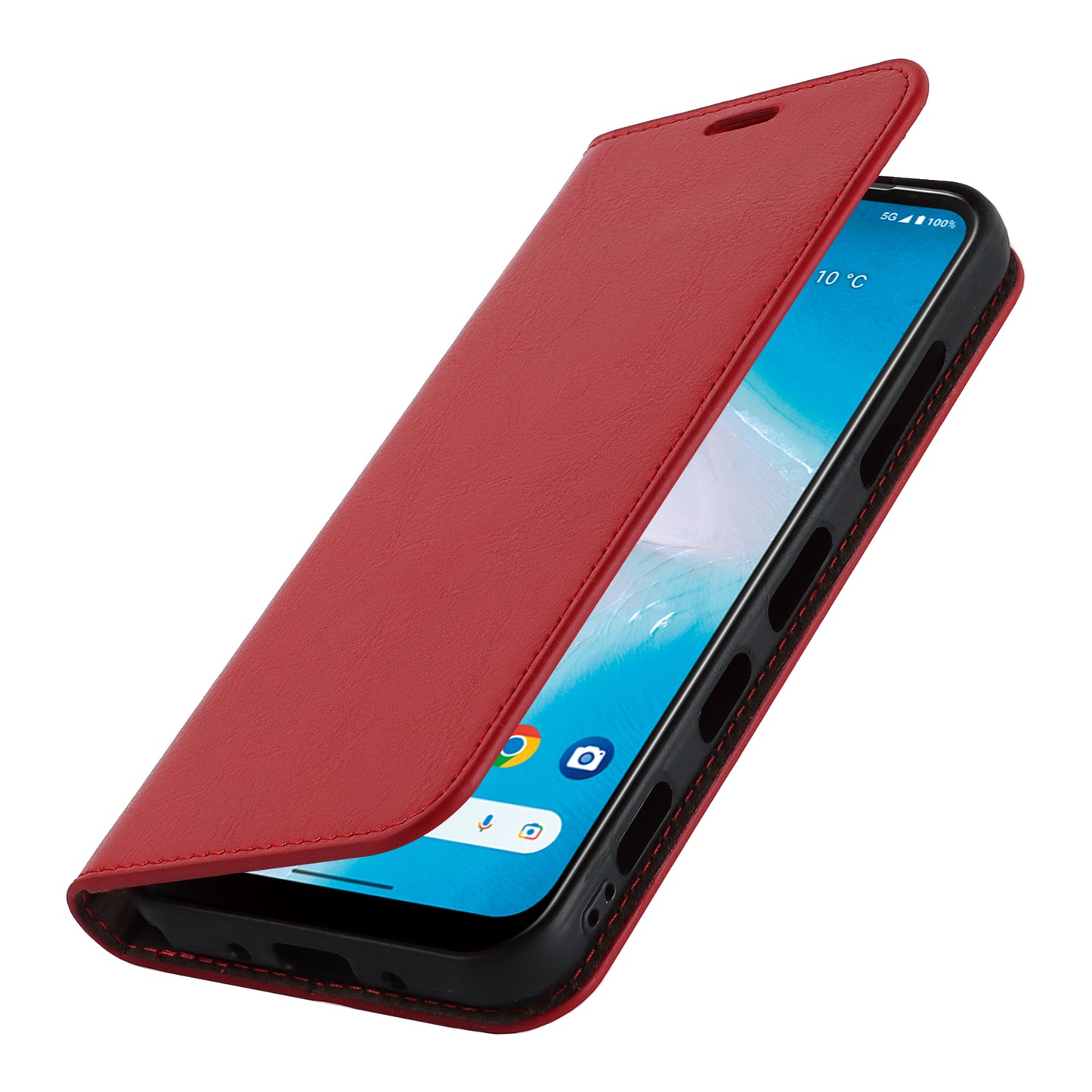 Uniqkart for Kyocera Android One S10 / One S9 Fall Proof Phone Case Crazy Horse Texture Genuine Cow Leather Stand Wallet Cover - Red