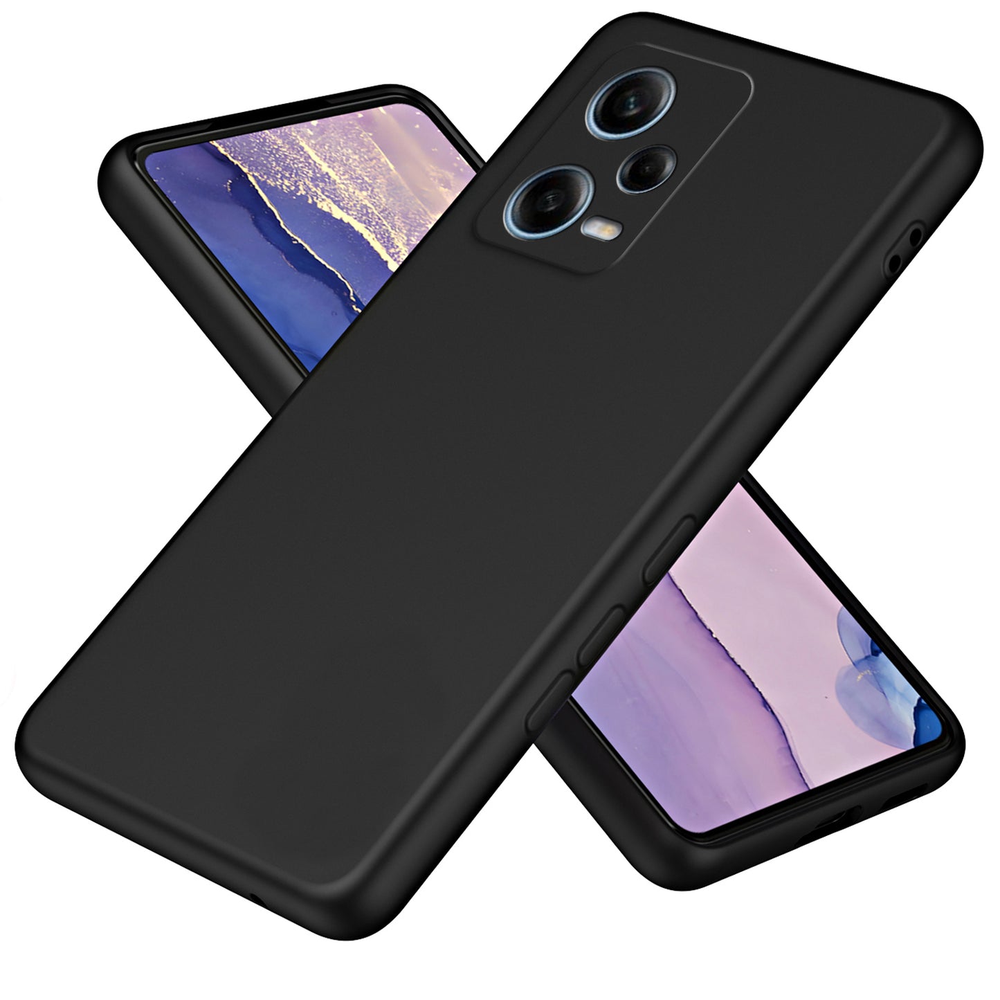Uniqkart for Xiaomi Redmi Note 12 Pro 5G Fiber Lining Phone Case 2.2mm Rubberized Soft TPU Back Cover - Black