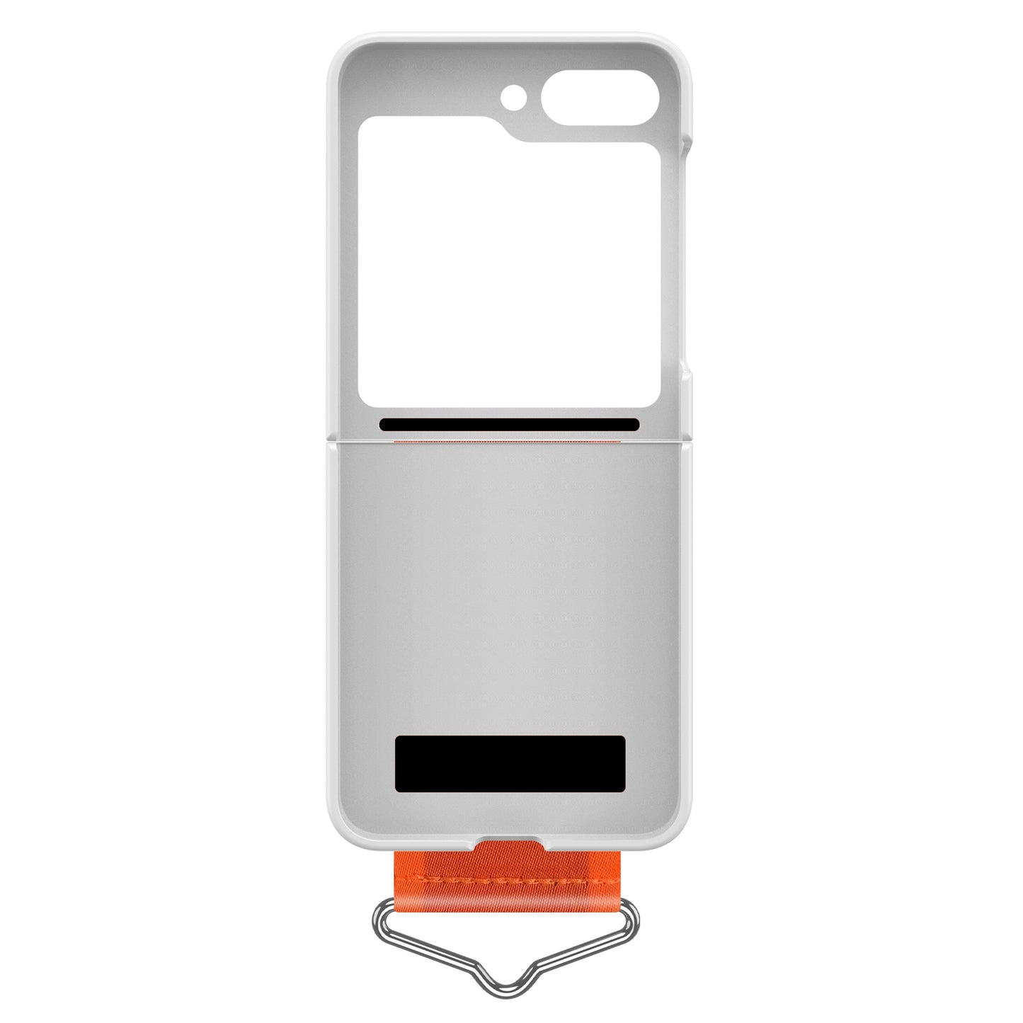 Uniqkart for Samsung Galaxy Z Flip5 5G Hard PC Phone Cover Protective Case with B-Shape Ring Holder - White+Orange