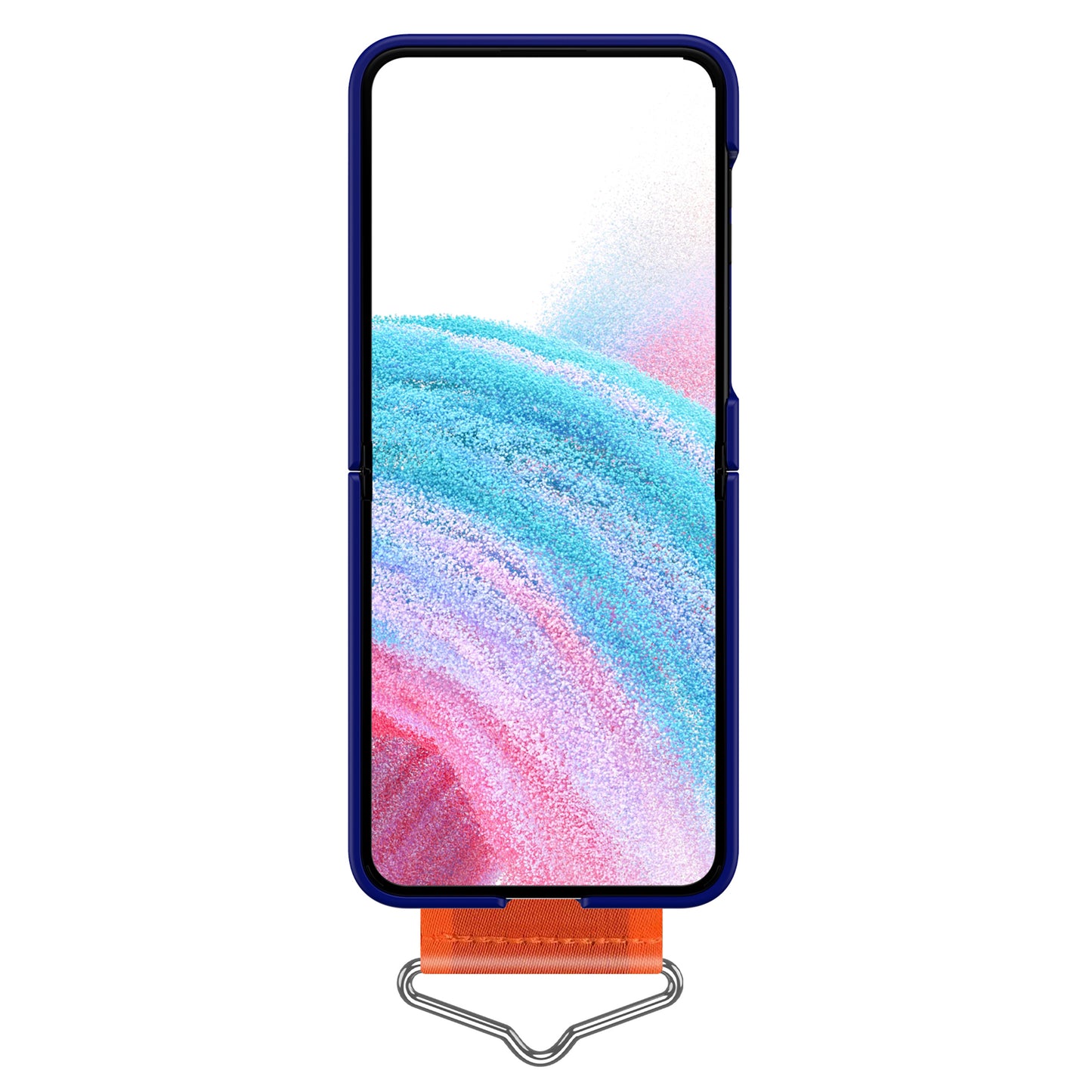 Uniqkart for Samsung Galaxy Z Flip5 5G Hard PC Phone Cover Protective Case with B-Shape Ring Holder - Blue+Orange