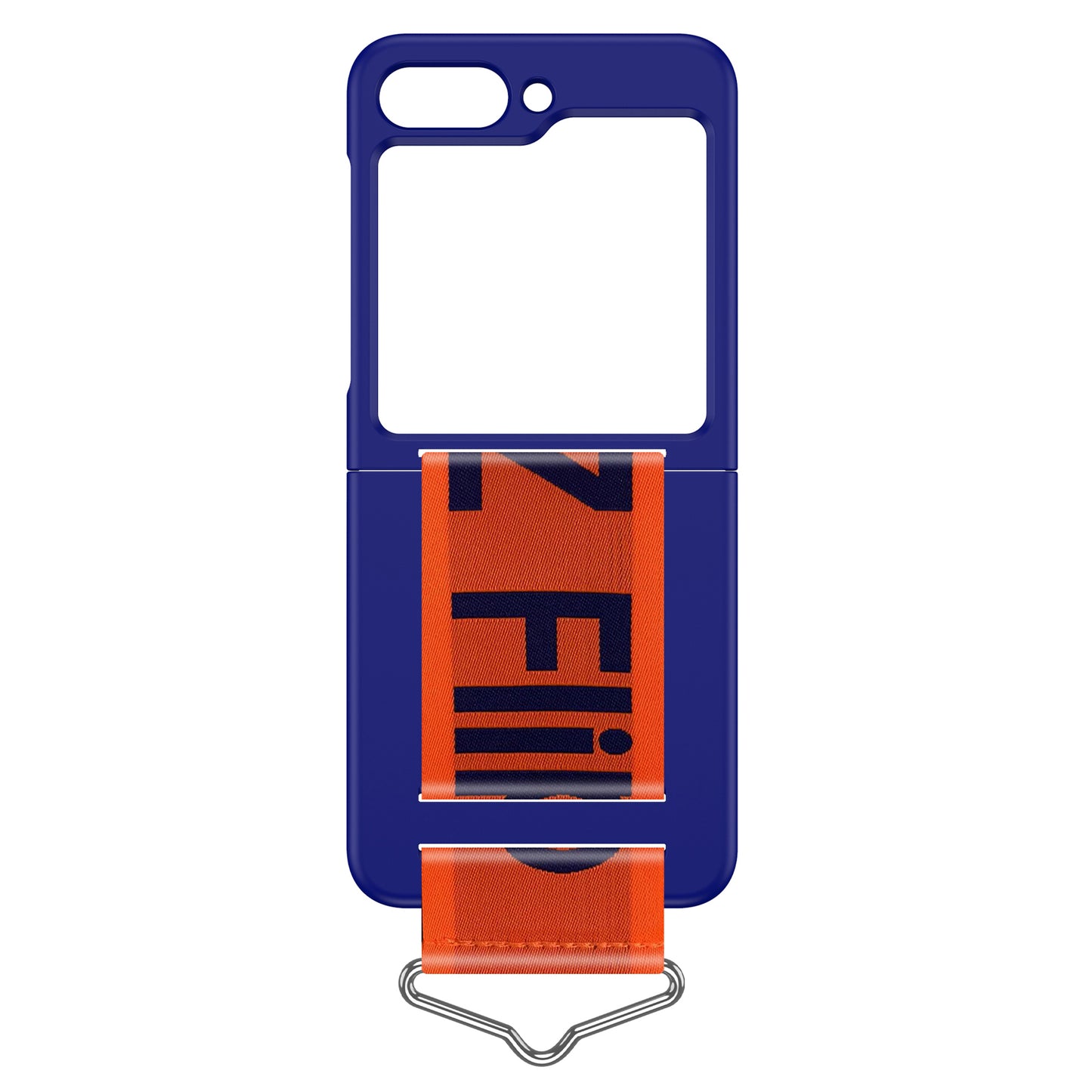 Uniqkart for Samsung Galaxy Z Flip5 5G Hard PC Phone Cover Protective Case with B-Shape Ring Holder - Blue+Orange