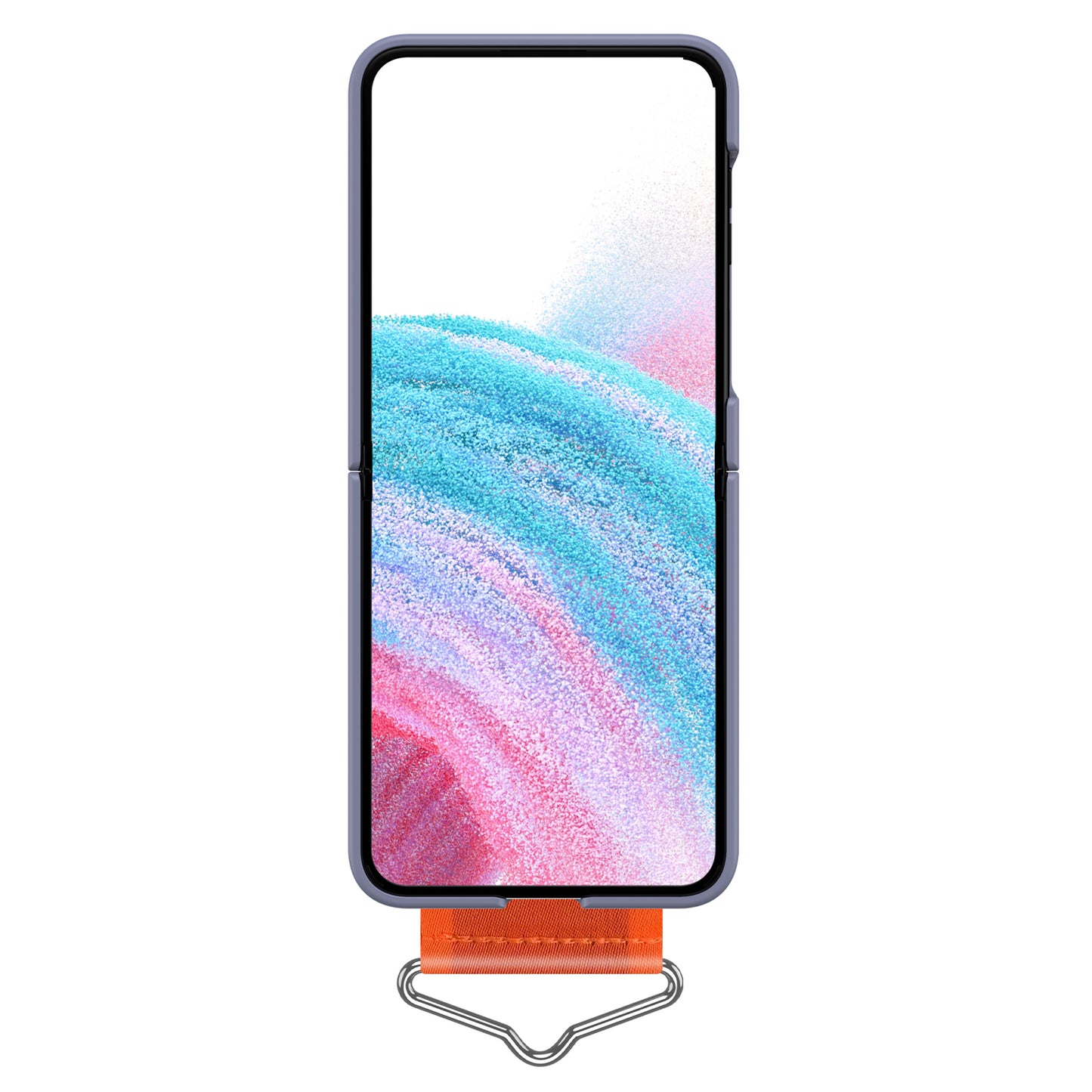 Uniqkart for Samsung Galaxy Z Flip5 5G Hard PC Phone Cover Protective Case with B-Shape Ring Holder - Purple+Orange
