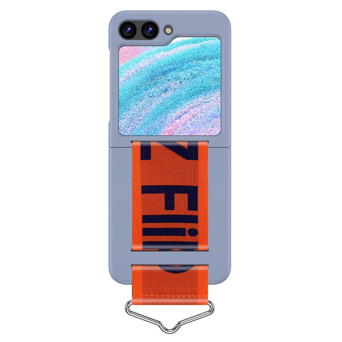Uniqkart for Samsung Galaxy Z Flip5 5G Hard PC Phone Cover Protective Case with B-Shape Ring Holder - Lavender Blue+Orange