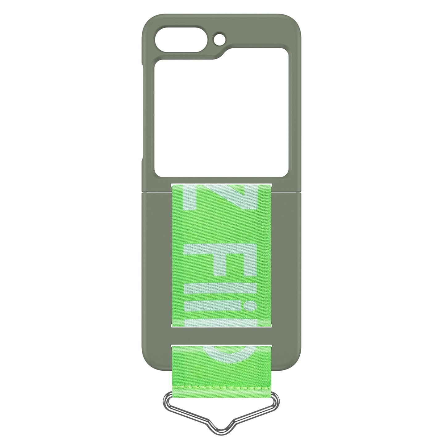 Uniqkart for Samsung Galaxy Z Flip5 5G Hard PC Phone Cover Protective Case with B-Shape Ring Holder - Light Green+Green