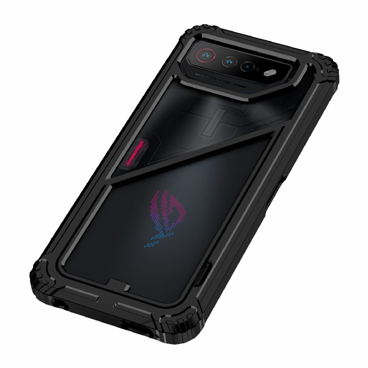 Uniqkart for Asus ROG Phone 7 5G / Phone 7 Pro TPU+PC Clear Case Magnetic Back Panel Kickstand Phone Cover - Black