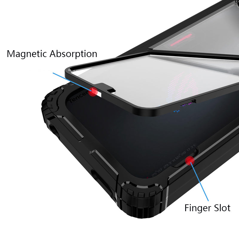 Uniqkart for Asus ROG Phone 7 5G / Phone 7 Pro TPU+PC Clear Case Magnetic Back Panel Kickstand Phone Cover - Black