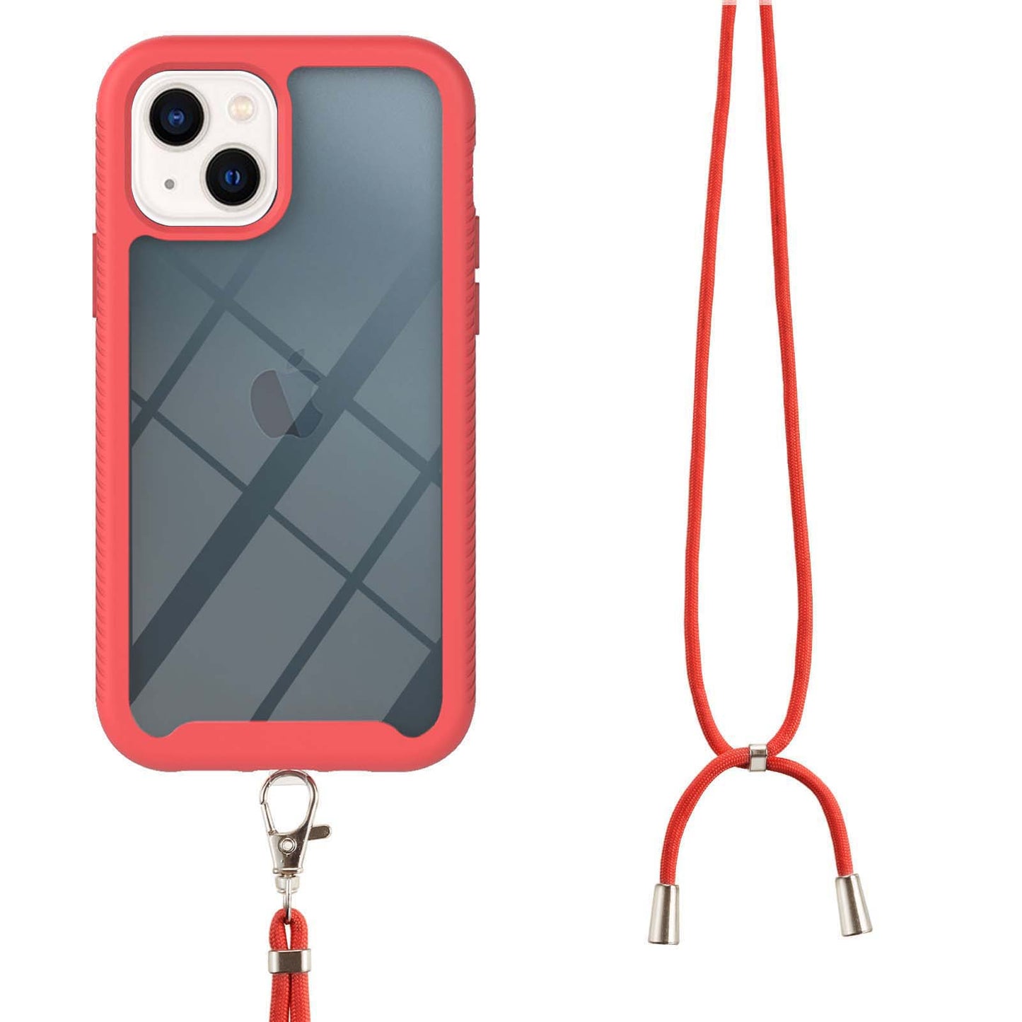 YB PC Series-4 for iPhone 15 PC+TPU Protective Cover Anti-drop Phone Case with Lanyard - Red