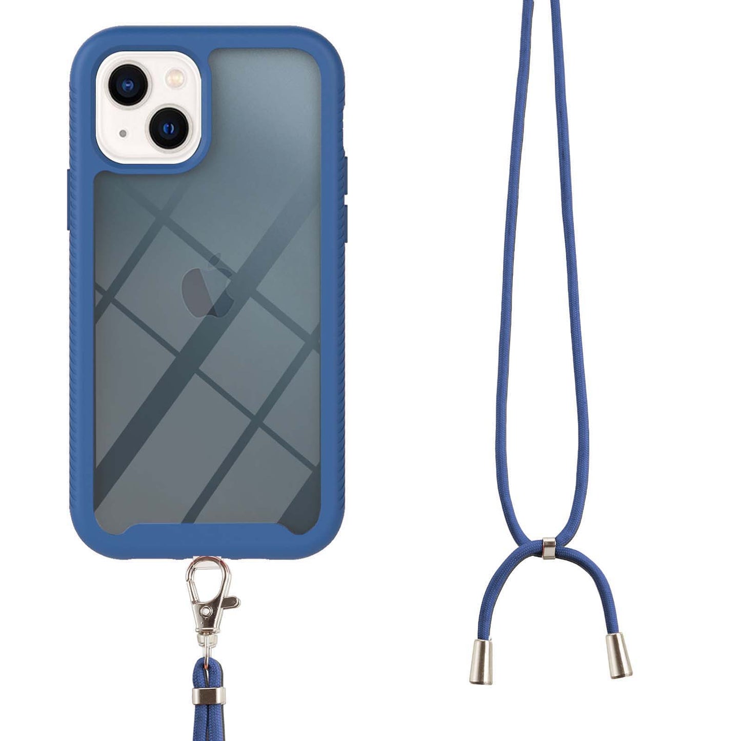 YB PC Series-4 for iPhone 15 PC+TPU Protective Cover Anti-drop Phone Case with Lanyard - Sapphire