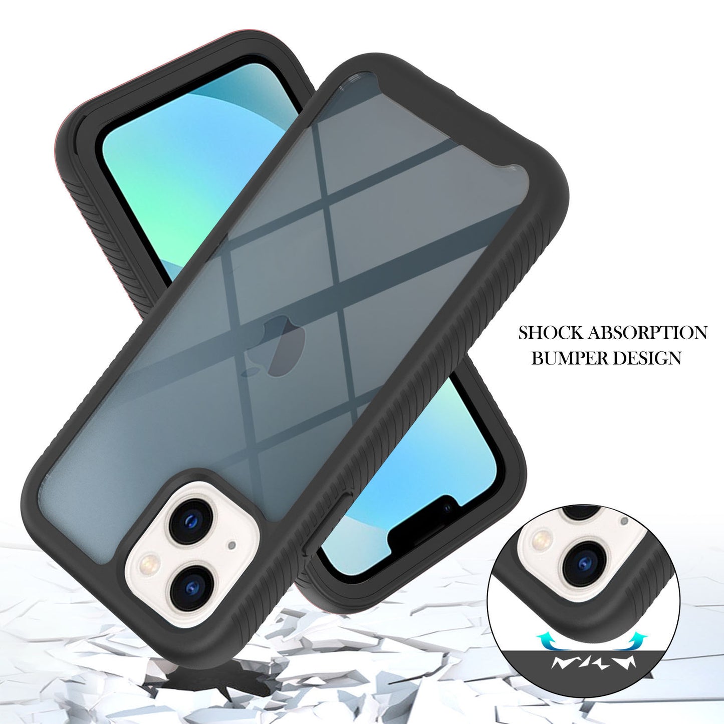YB PC Series-3 for iPhone 15 PC+TPU Phone Case Detachable 2-in-1 Shockproof Cover - Black