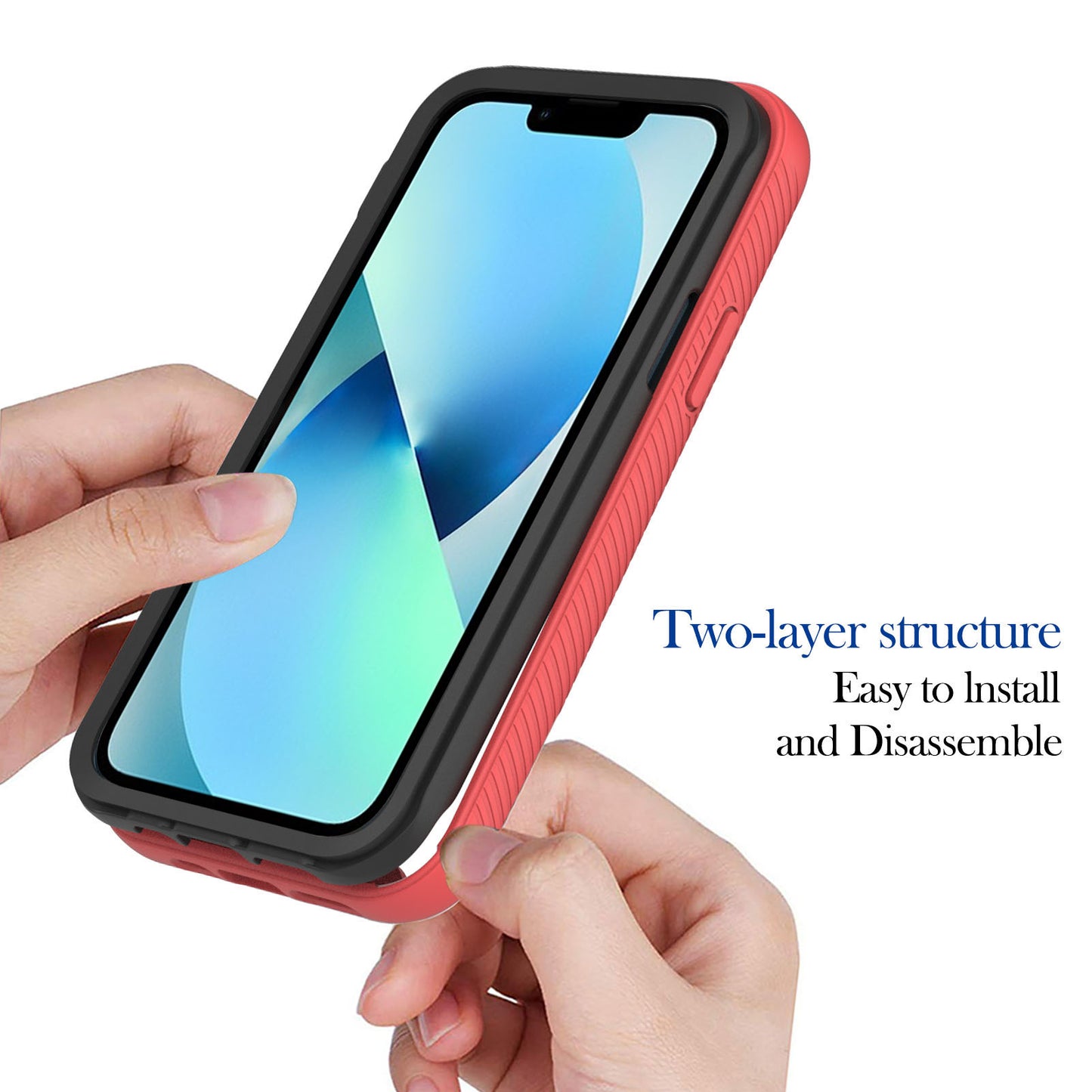 YB PC Series-3 for iPhone 15 PC+TPU Phone Case Detachable 2-in-1 Shockproof Cover - Red