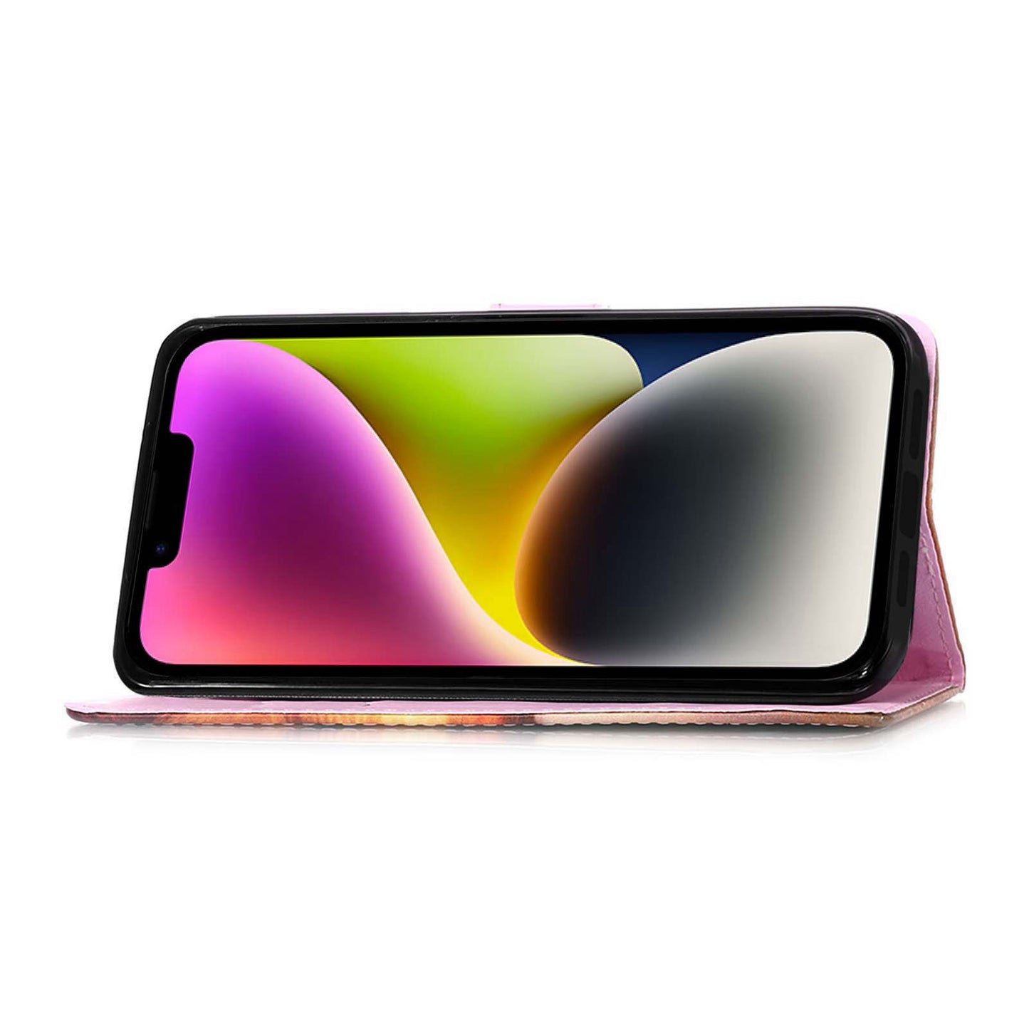 YB Pattern Printing Leather Series-4 for iPhone 15 Wallet Phone Case PU Leather Stand Cover - Baby Panda