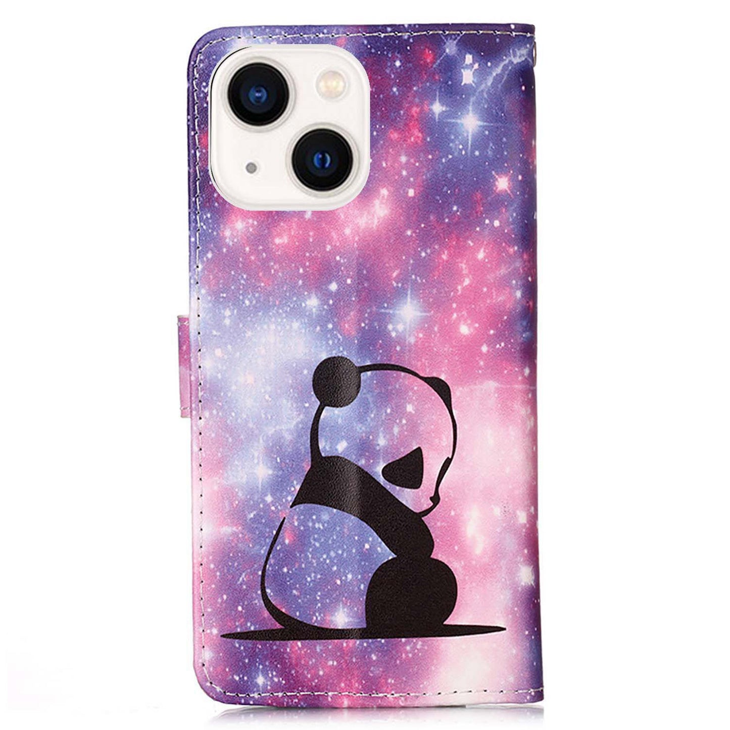 YB Pattern Printing Leather Series-4 for iPhone 15 Wallet Phone Case PU Leather Stand Cover - Baby Panda