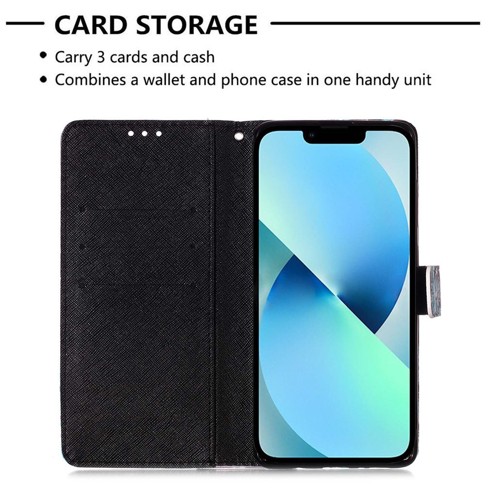 YB Pattern Printing Leather Series-2 for iPhone 15 Stand Phone Cover 3D Pattern Printed Flip Wallet Case - Skull