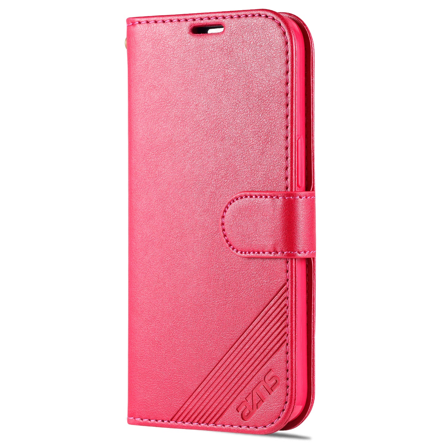 PU Leather Wallet Phone Case for iPhone 15 , Stand Phone Protective Cover - Red