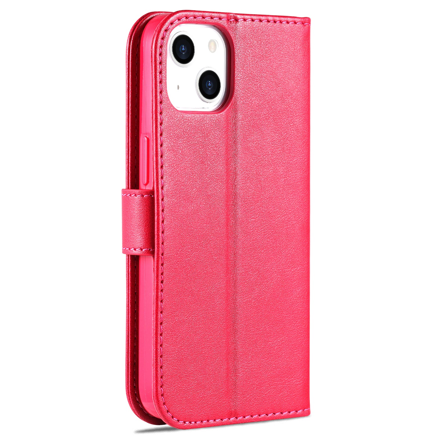 PU Leather Wallet Phone Case for iPhone 15 , Stand Phone Protective Cover - Red