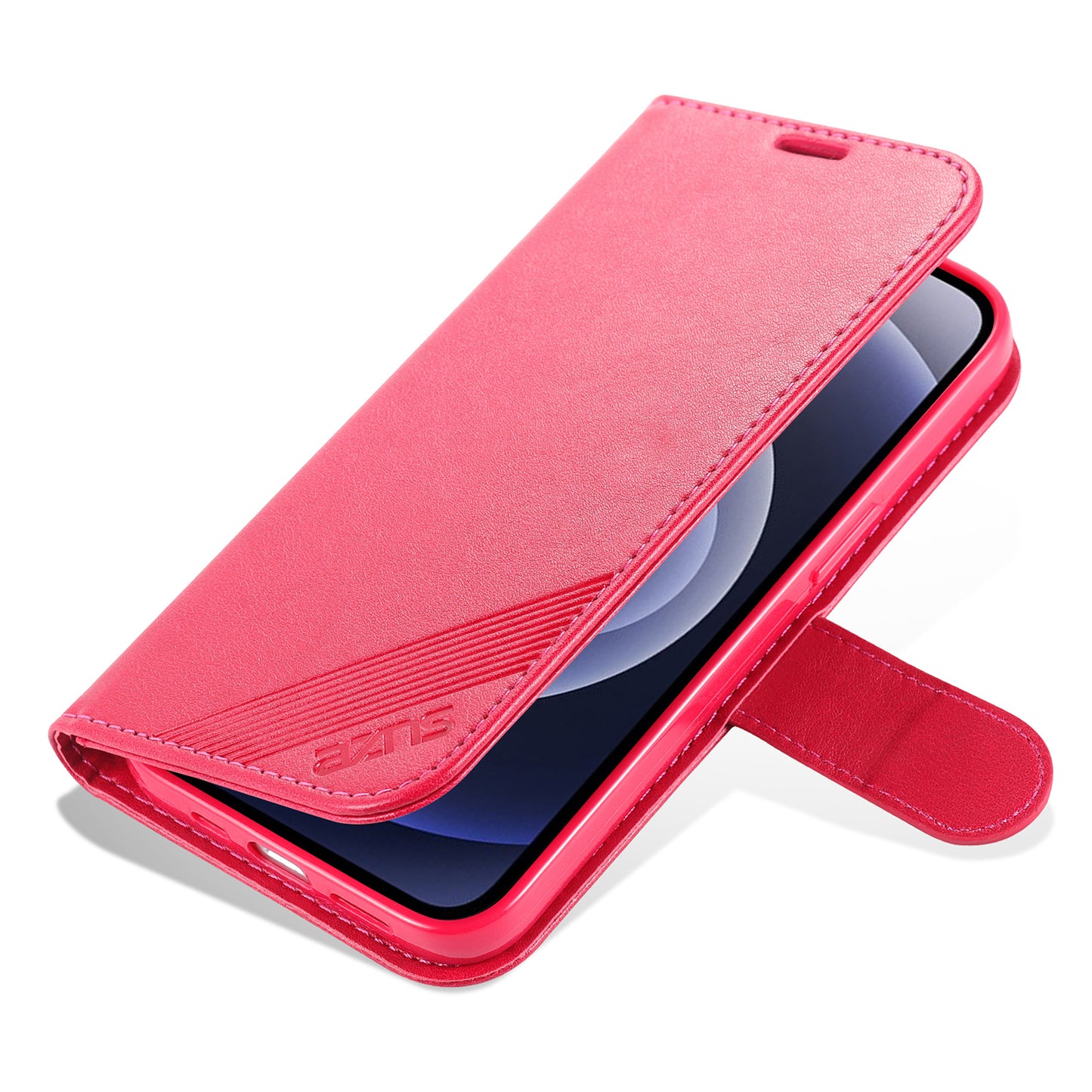 PU Leather Wallet Phone Case for iPhone 15 , Stand Phone Protective Cover - Red