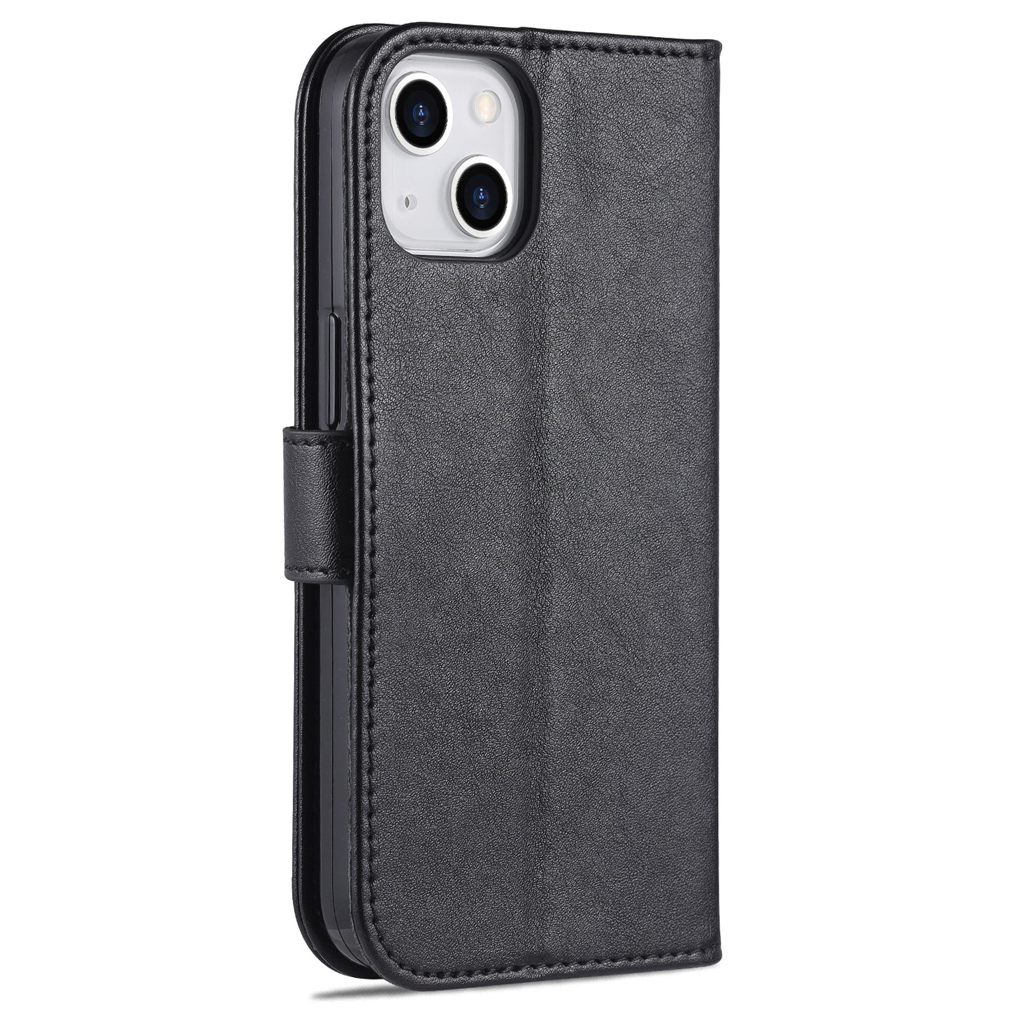 PU Leather Wallet Phone Case for iPhone 15 , Stand Phone Protective Cover - Black
