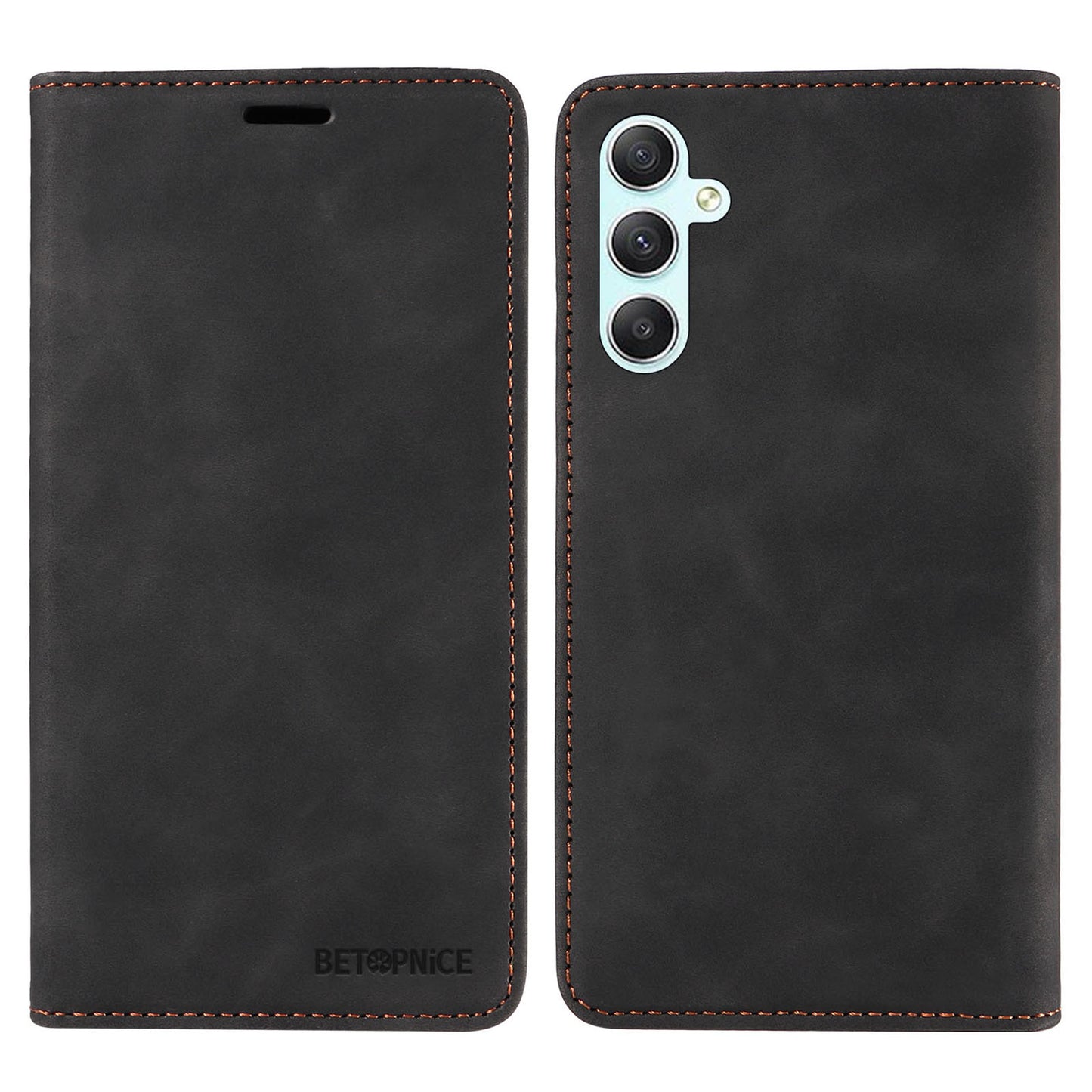 Uniqkart 003 For Samsung Galaxy A34 5G Wallet RFID Blocking Phone Stand Cover Shockproof PU Leather Case - Black