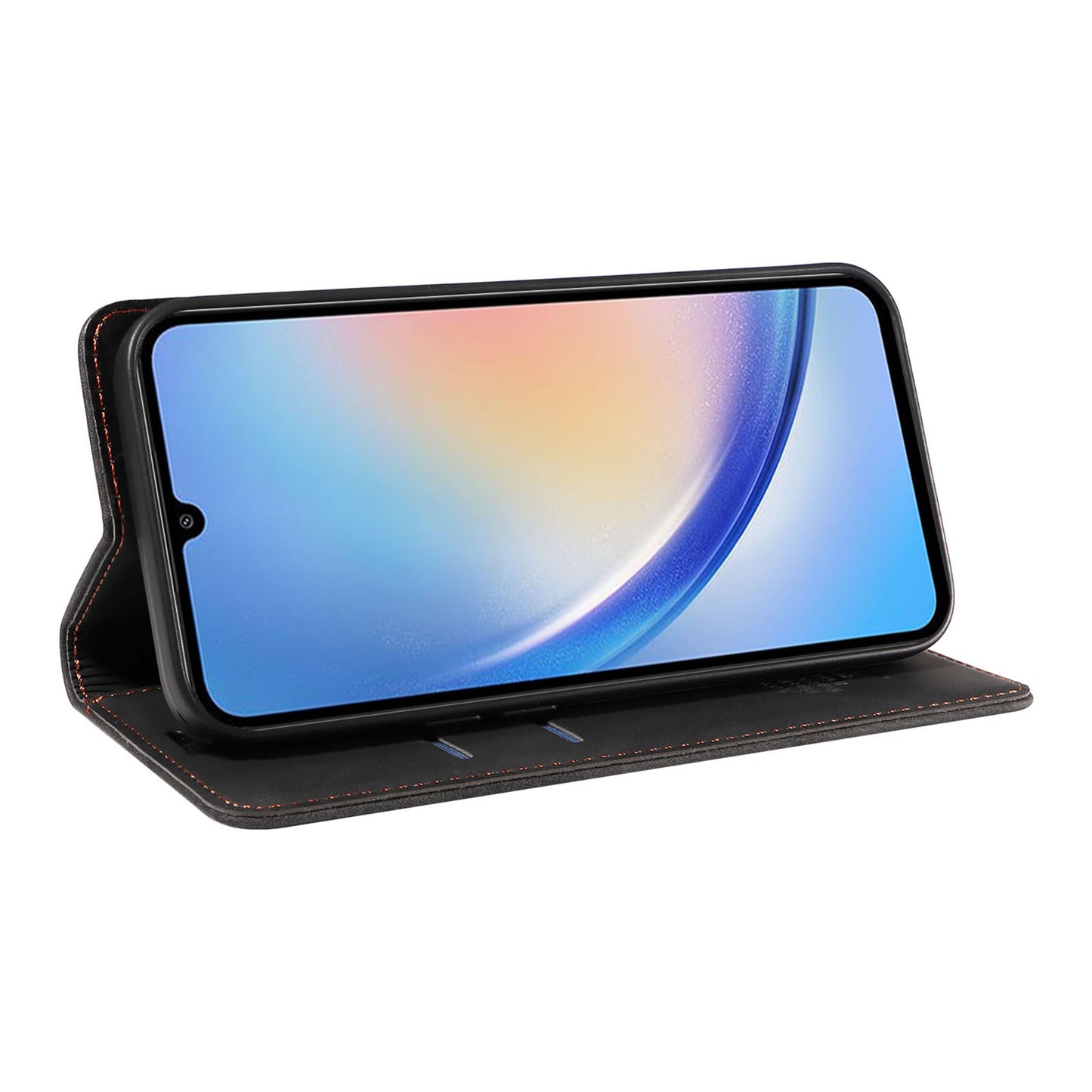 Uniqkart 003 For Samsung Galaxy A34 5G Wallet RFID Blocking Phone Stand Cover Shockproof PU Leather Case - Black