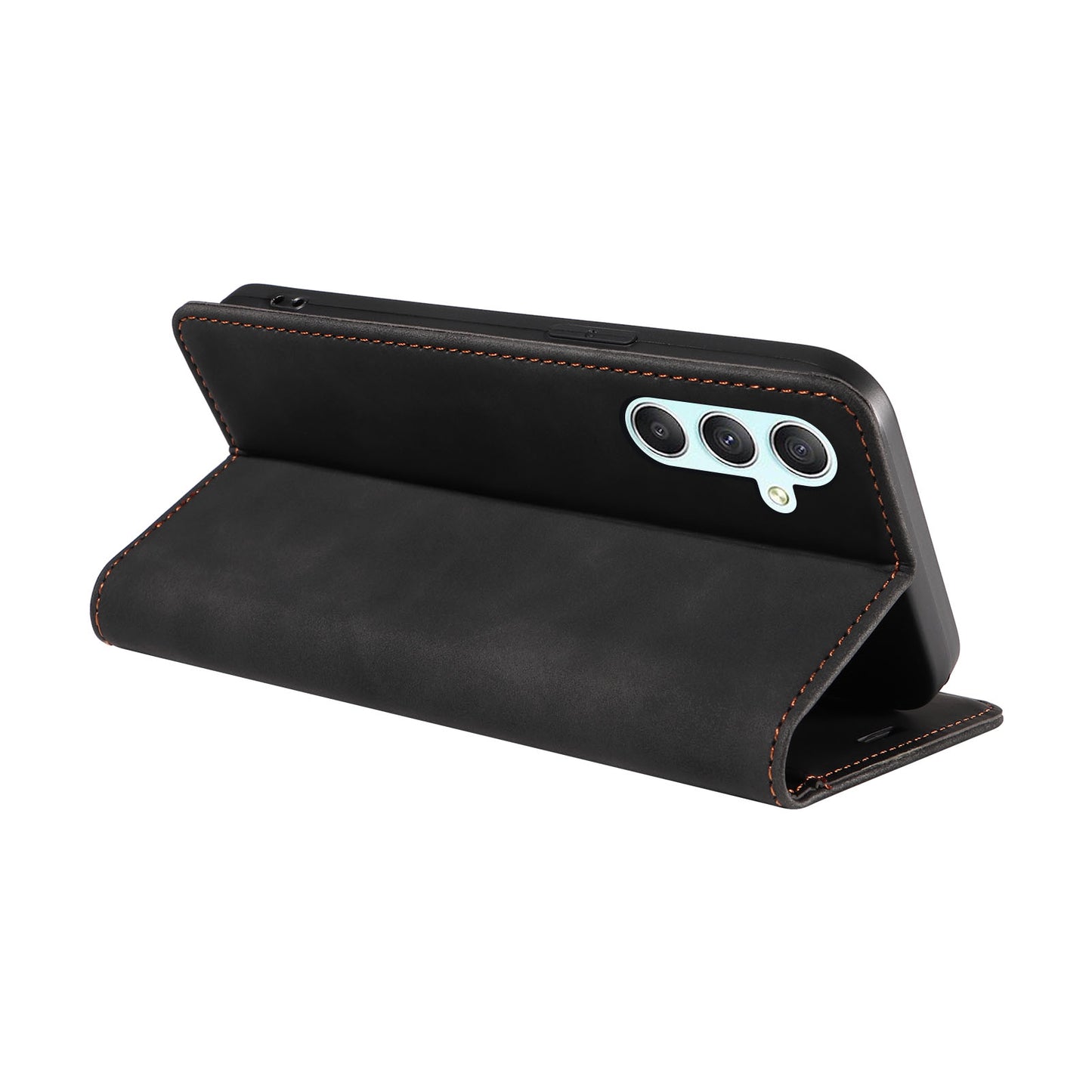 Uniqkart 003 For Samsung Galaxy A34 5G Wallet RFID Blocking Phone Stand Cover Shockproof PU Leather Case - Black
