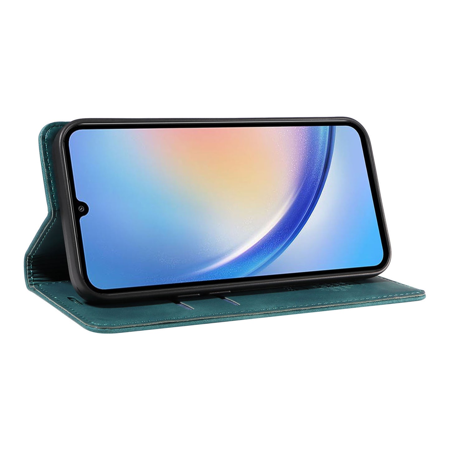 Uniqkart 003 For Samsung Galaxy A34 5G Wallet RFID Blocking Phone Stand Cover Shockproof PU Leather Case - Green