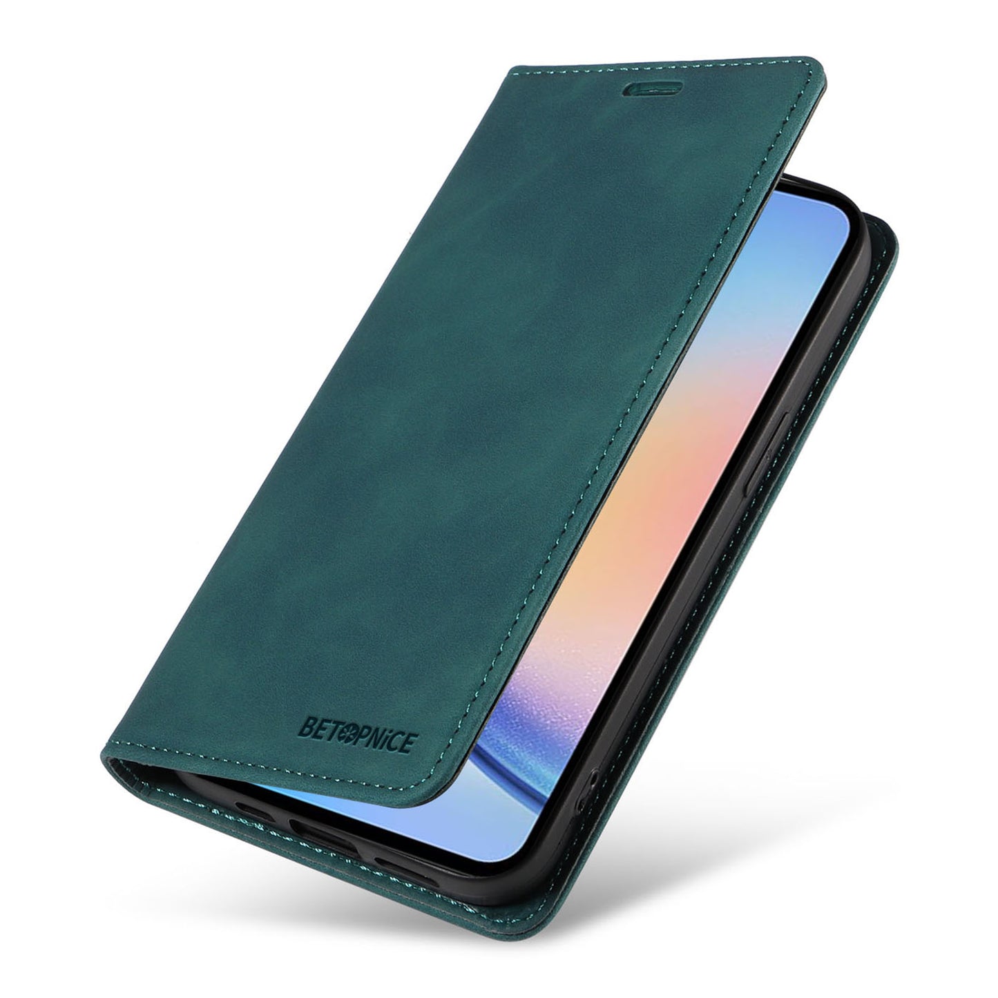 Uniqkart 003 For Samsung Galaxy A34 5G Wallet RFID Blocking Phone Stand Cover Shockproof PU Leather Case - Green