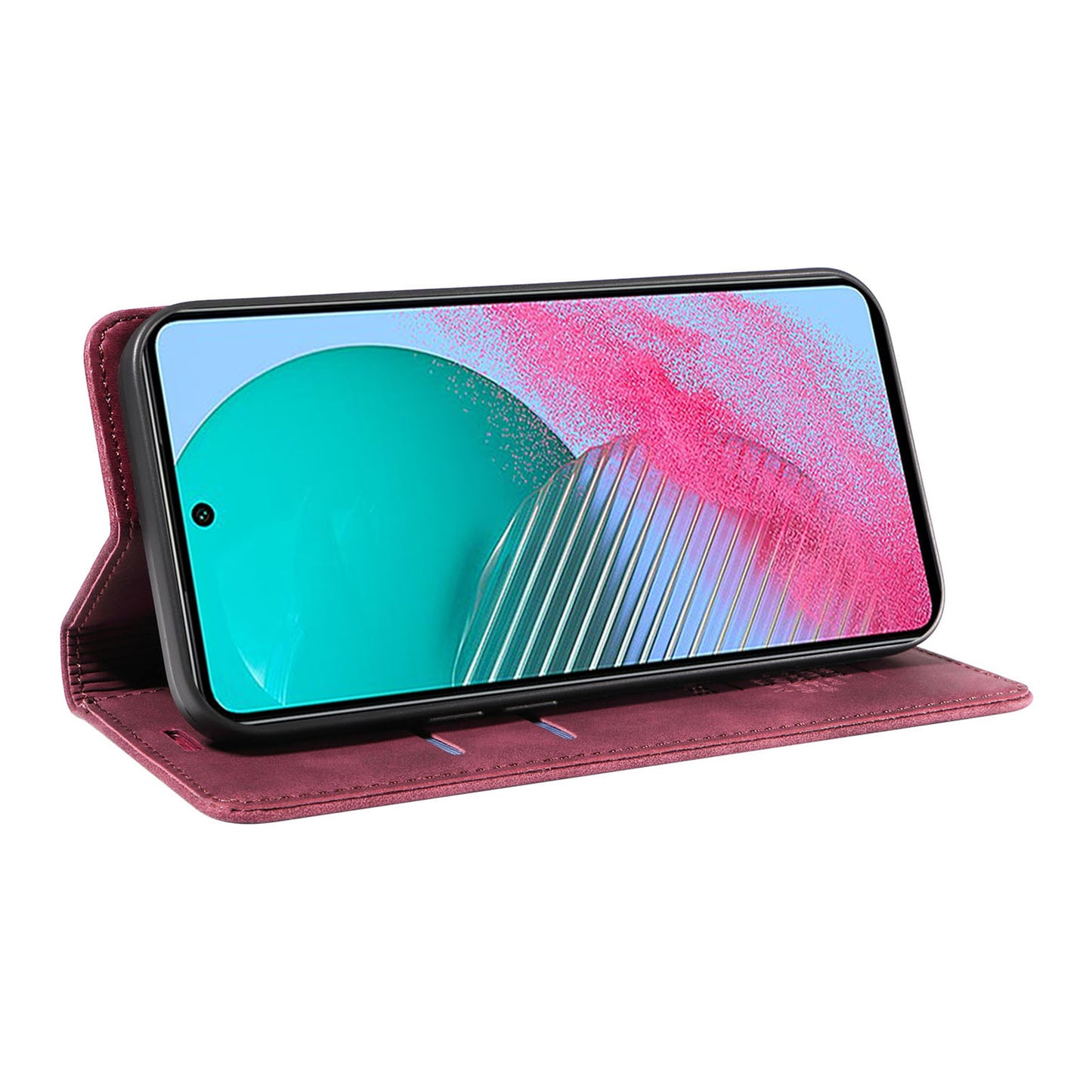 Uniqkart 003 For Samsung Galaxy M54 5G / F54 5G Shockproof PU Leather Cell Phone Case Wallet RFID Blocking Phone Stand Cover - Red