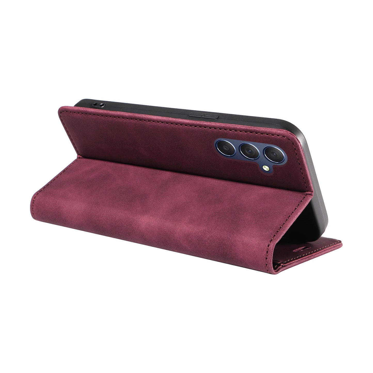 Uniqkart 003 For Samsung Galaxy M54 5G / F54 5G Shockproof PU Leather Cell Phone Case Wallet RFID Blocking Phone Stand Cover - Red