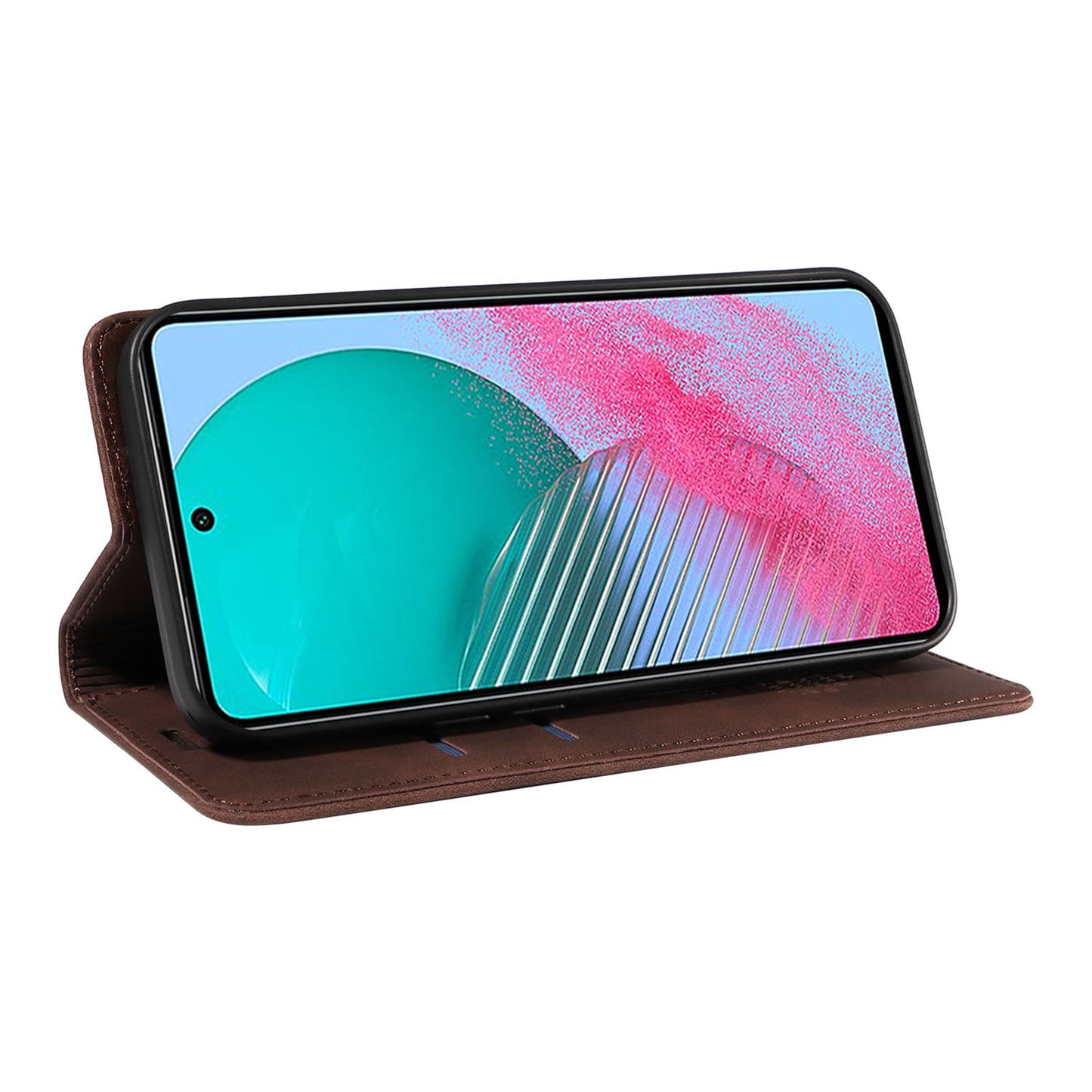 Uniqkart 003 For Samsung Galaxy M54 5G / F54 5G Shockproof PU Leather Cell Phone Case Wallet RFID Blocking Phone Stand Cover - Brown